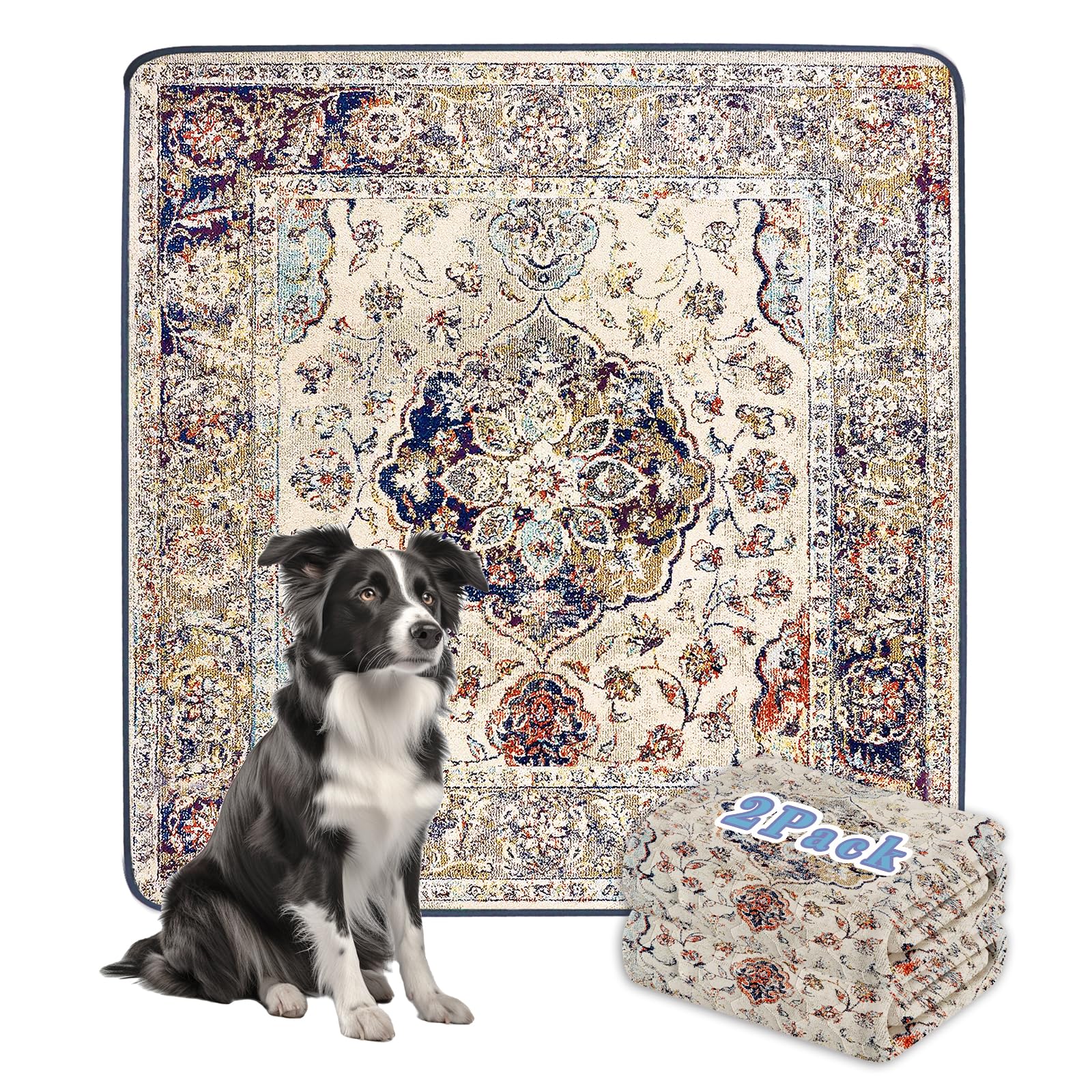 SCLOSE Washable Pee Pads for Dogs Large, 2 Pack, 48 x 48 Reusable Puppy Pads Waterproof, Super Absorbent Dog Rugs, Leakproof, Do