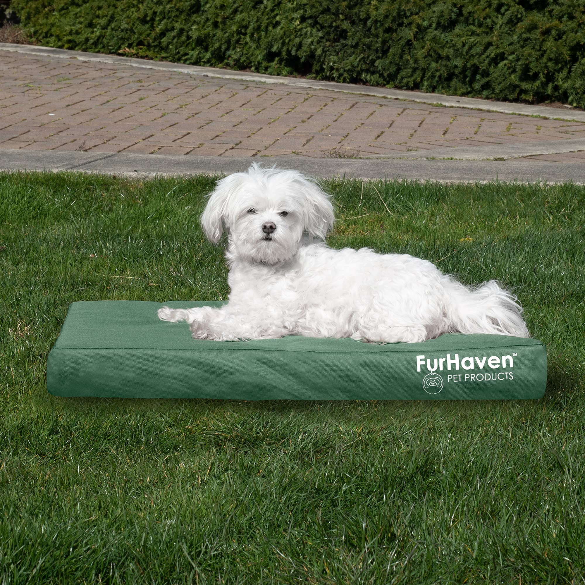 Furhaven Indoor/Outdoor Logo Oxford Polycanvas Mattress - Water-Resistant Orthopedic Dog Bed w/ Removable Cover, 125 lb max - Fo