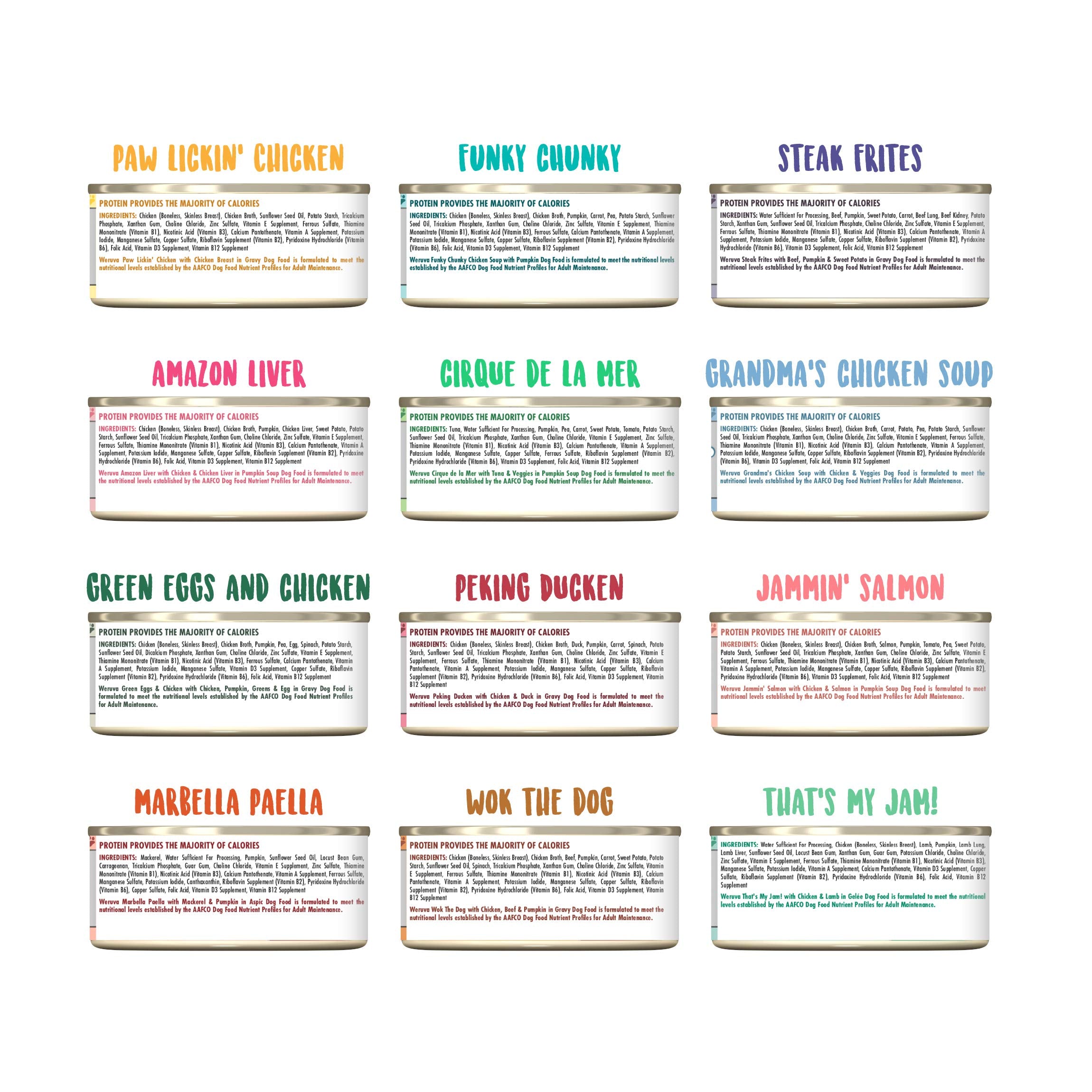Weruva Grain Free Canned Dog Food Variety Pack, 5.5 oz Each, 12 Flavor