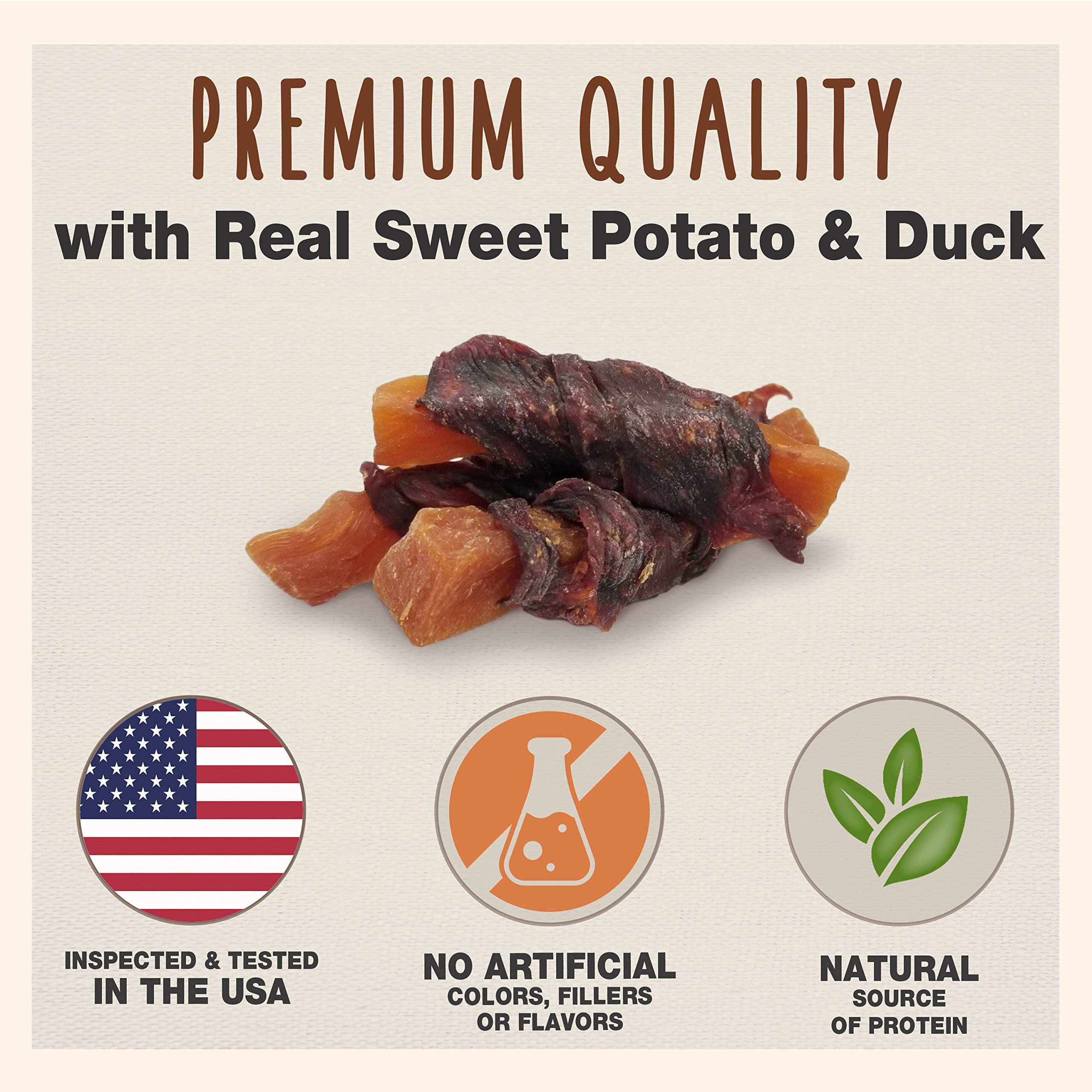 Cadet Gourmet Sweet Potato & Duck Wraps Dog Treats - Healthy & Natural Duck & Sweet Potato Dog Training Treats for Small & Large