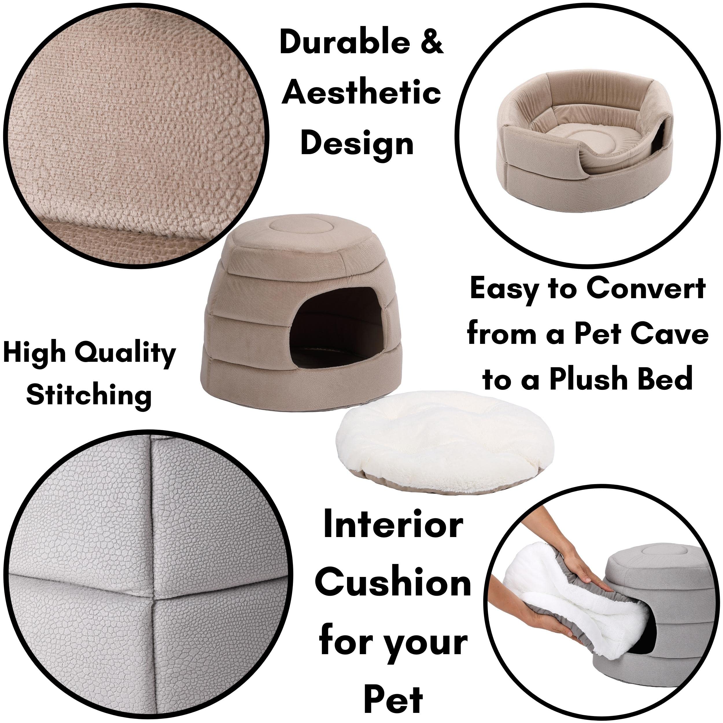 Birdrock Home 2 In 1 Pet Bed For Cats Or Small Dogs - Cozy Cat Cave Or Plush Dog Bed - Indoor Teepee House For Pets (15 Inch Wid