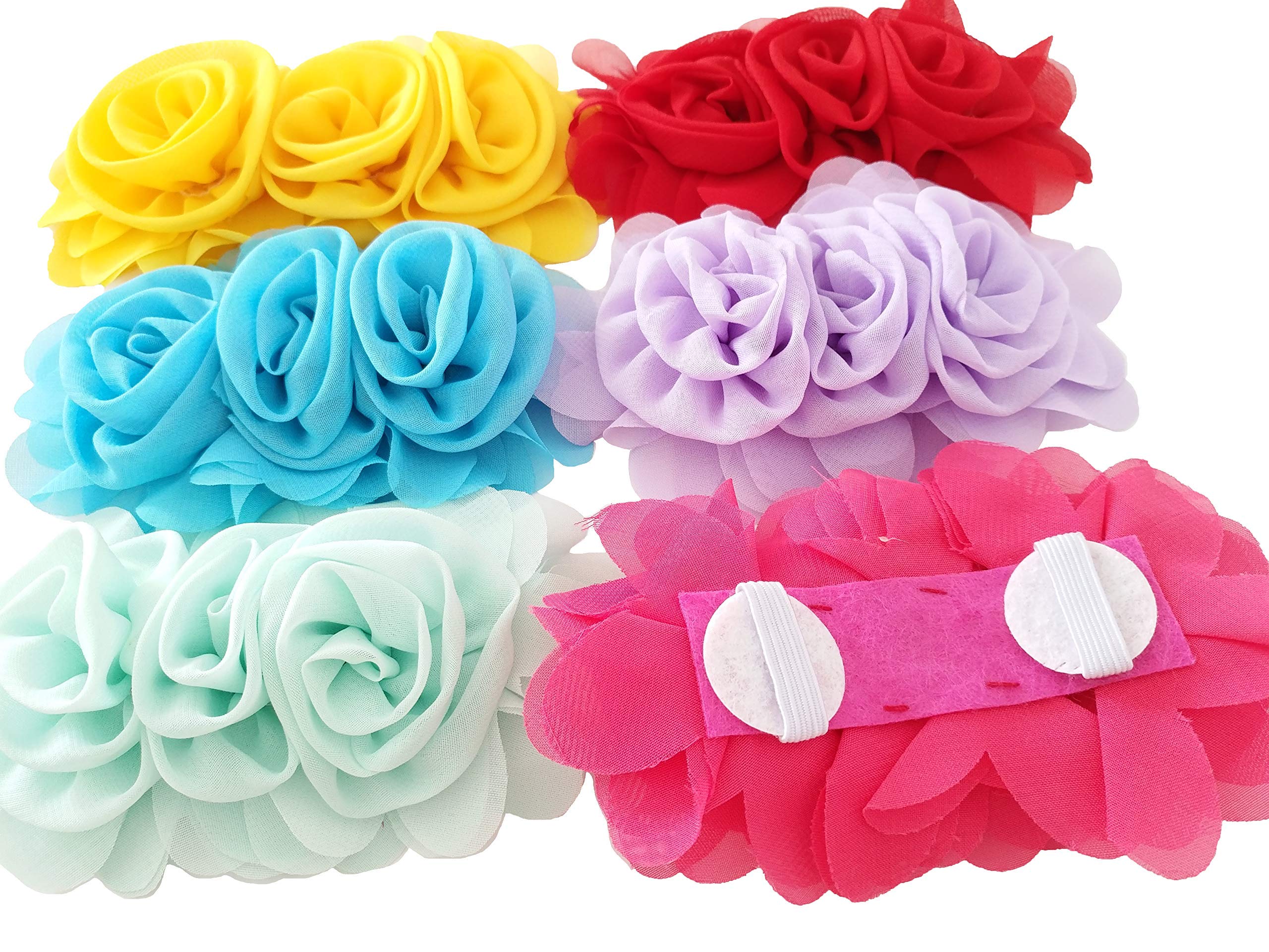 JpGdn 6pcs Dog Collar Flowers Pink Purple Yellow Puppy Collar Charms Multicolored for Small Medium Large Girl Boy Female Cat Kit