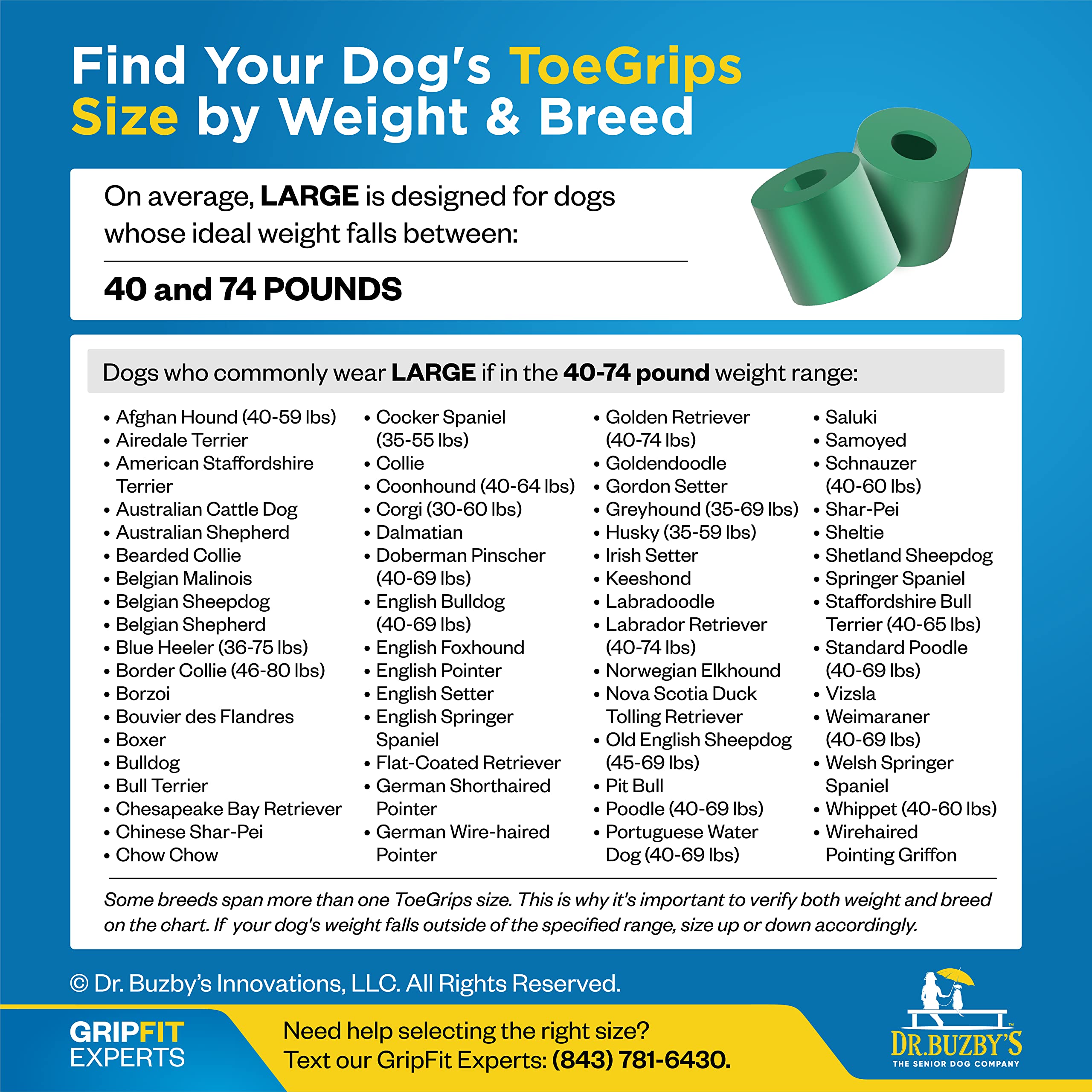 Dr Buzby's Large ToeGrips for Dogs - Anti-Slip Rubber Nail Grippers for Hardwood Floors - 20 Count, Instant Traction for Senior Dogs