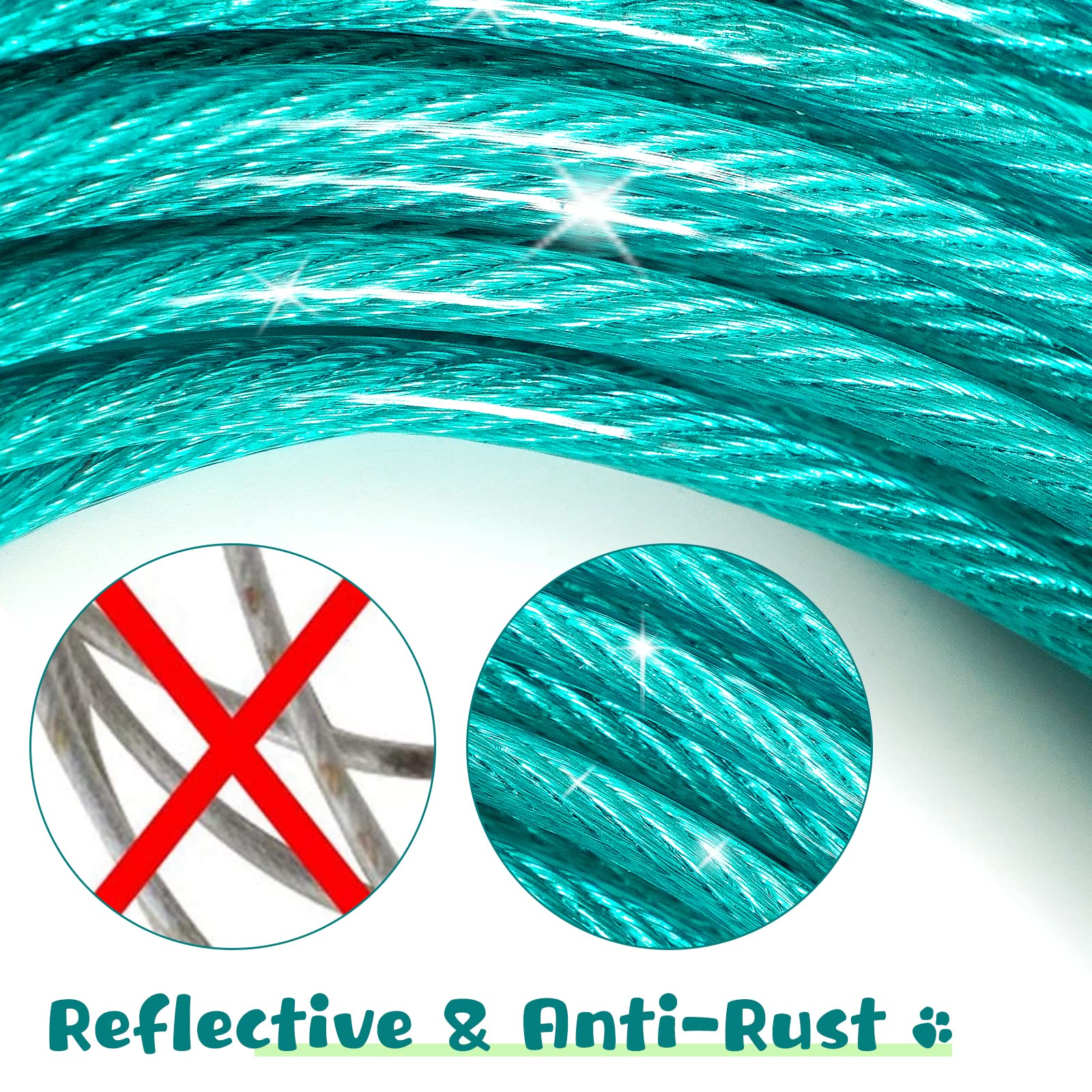 Tie Out Cable For Dogs, 50Ft Dog Leads For Yard Chew Proof, Heavy Duty Dog Tie Out Cable For Large Dogs Up To 125Lbs, Durable Dog Runner For Yard Or Camping