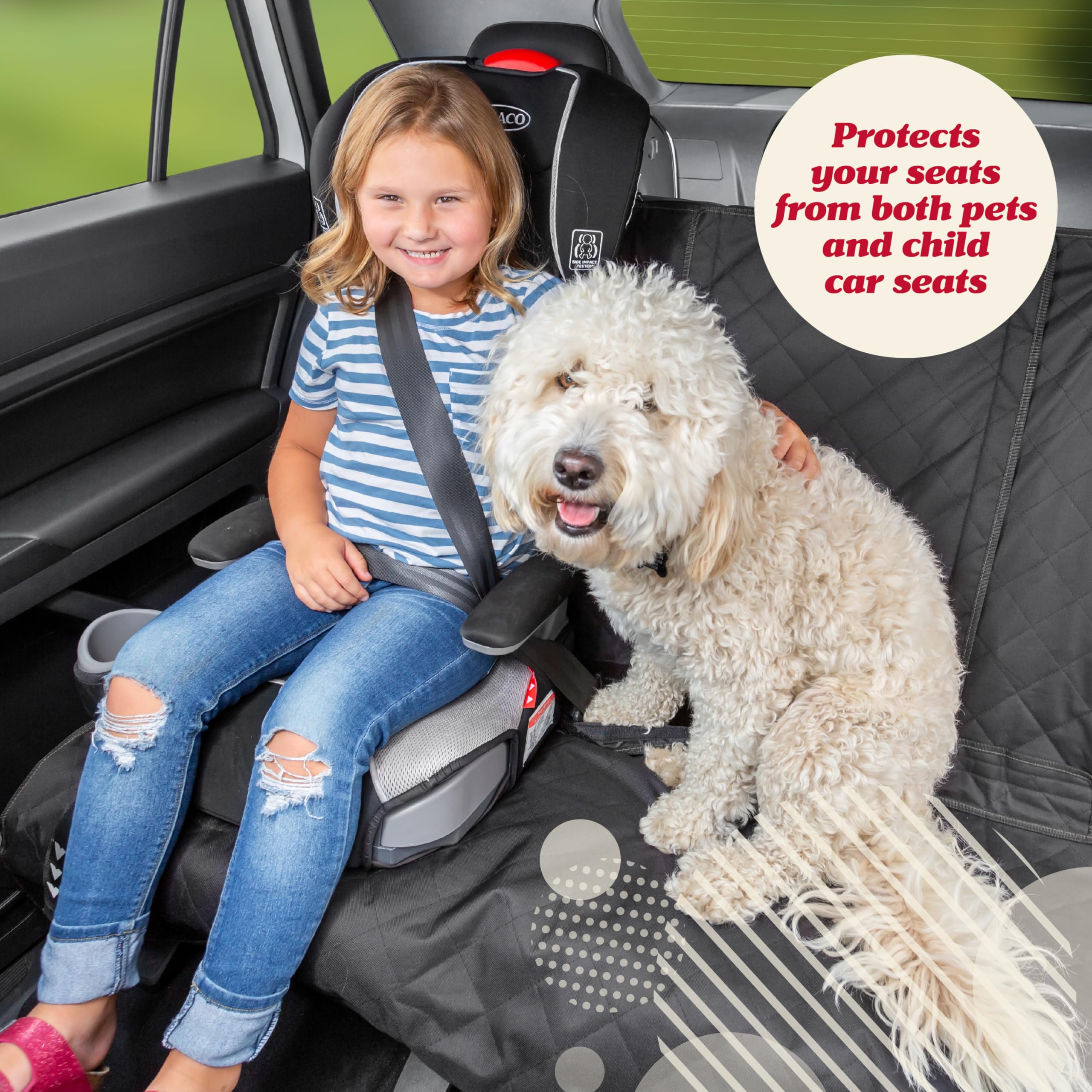 Lusso Gear Dog Car Seat Cover For Back Seat, Protects From Scratches, Scuffs, Shedding, Mud, & More, 100% Waterproof, Non-Slip Cover Stays Securely In Place, Fits Your Car, Truck, & Suv (Black)