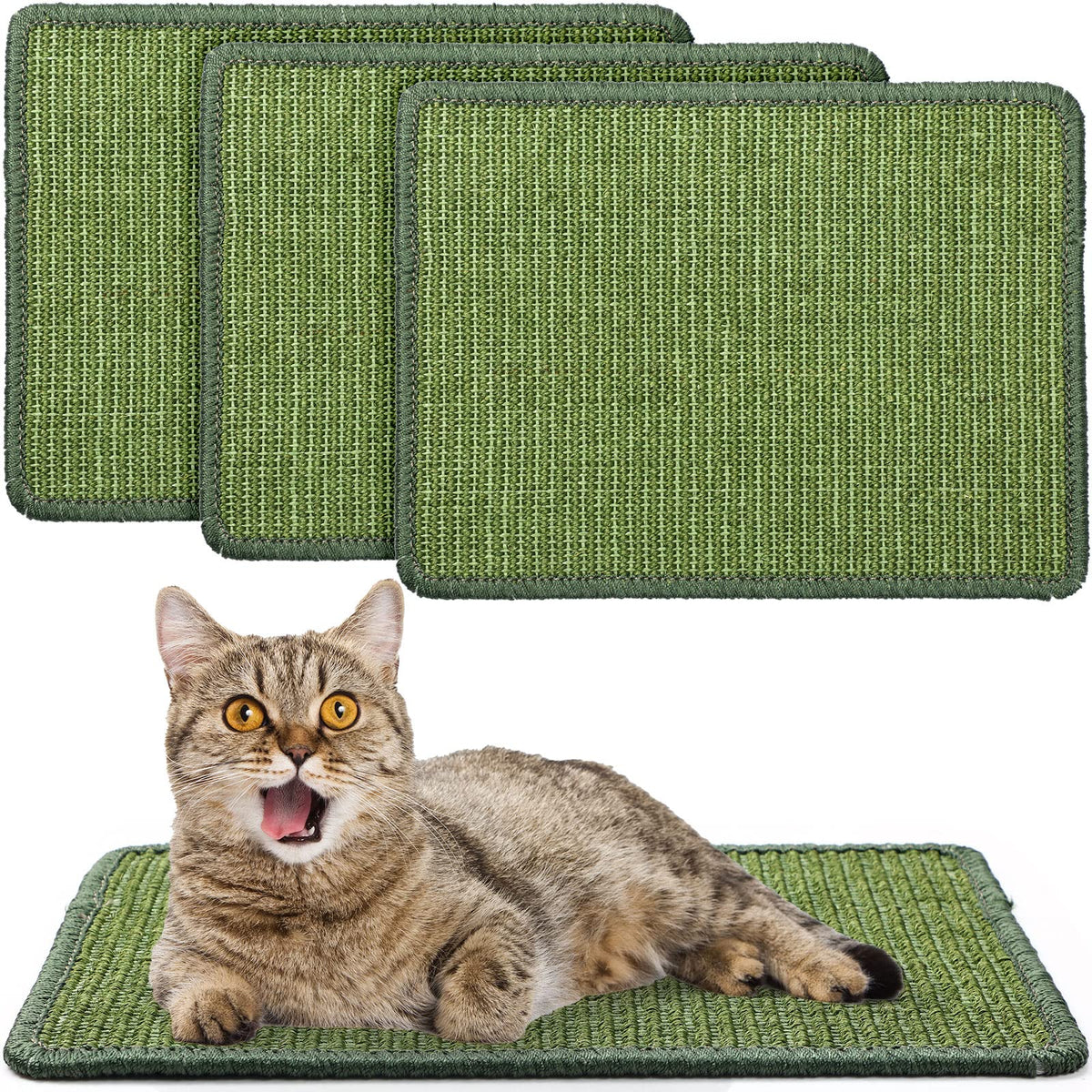 4 Pcs Cat Scratcher Mat Sisal Cats Scratch Mats Horizontal Cat Floor Scratching Pad Rug Sisal Fabric Cat Scratch Mat For Protecting Carpets Sofas And Cat Grinding Claws Green 11.8' X 15.7'