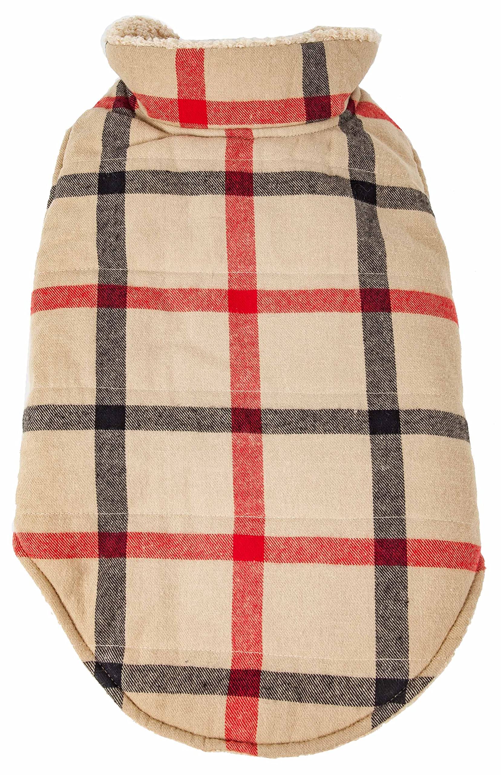 Pet Life ® 'Allegiance' Plaid Dog Coat - Insulated Plaid Dog Jacket with Reversible Sherpa - Winter Dog Clothes for Small Medium Large Dogs