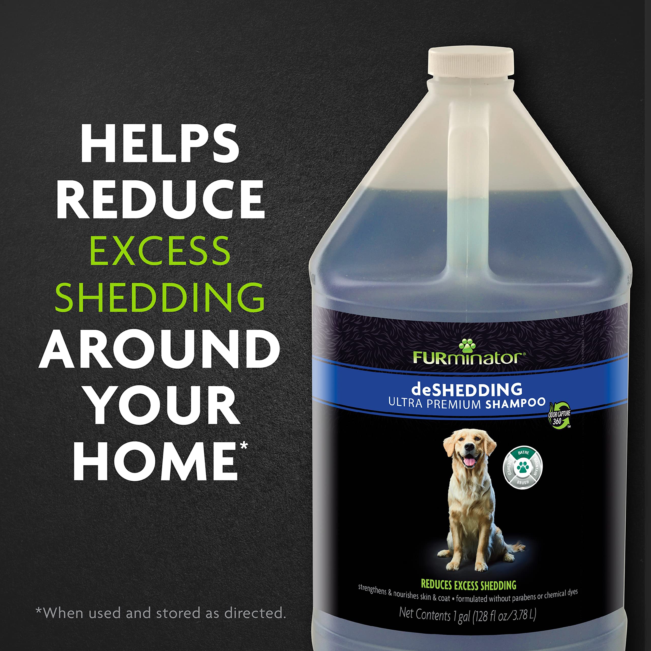 Furminator Deshedding Ultra Premium Shampoo With Pump, 1 Allon, Shampoo For Dogs Helps Reduce Excess Shedding