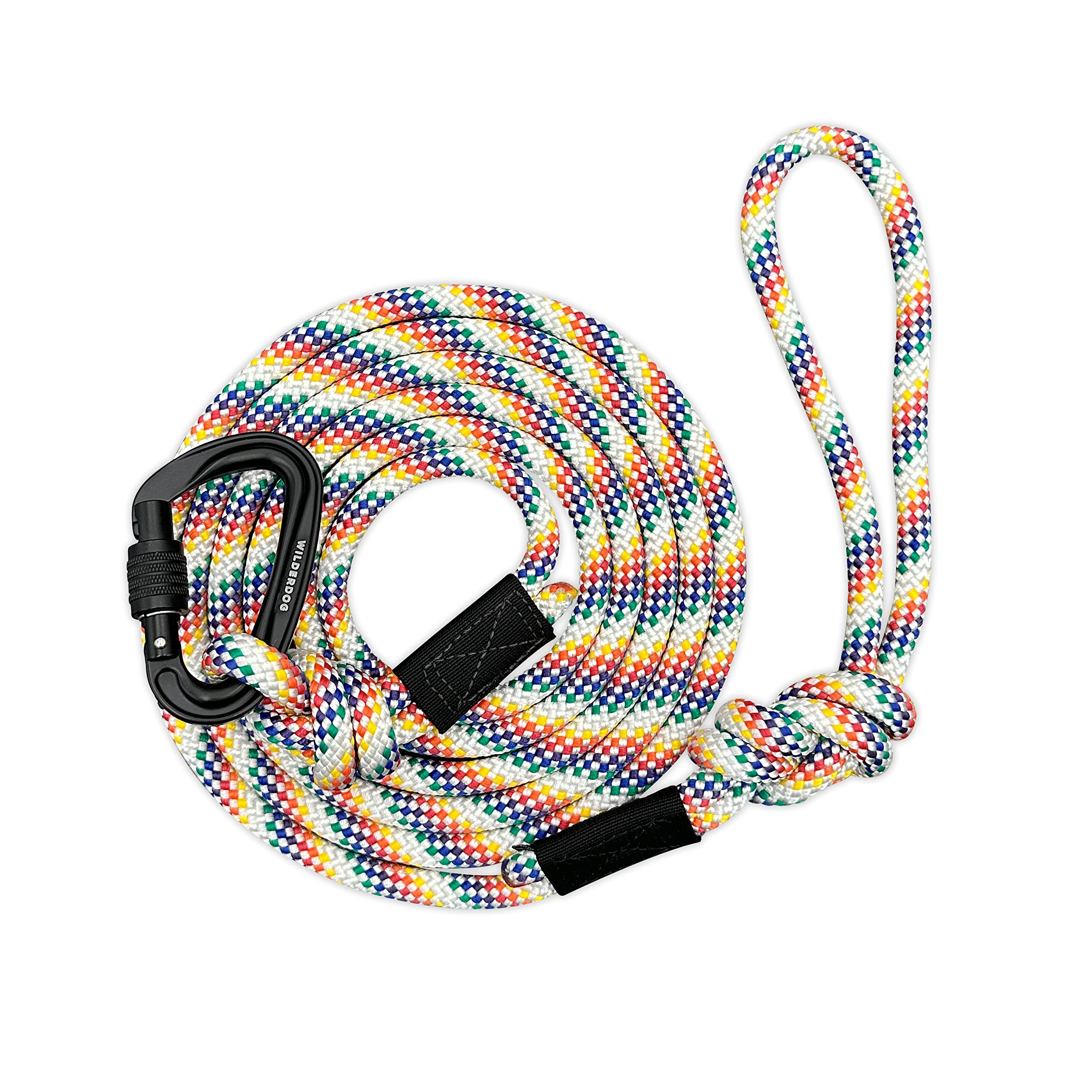 Wilderdog Carabiner Climbing Rope Dog Leash For Medium & Large Dogs - 5Ft - Rainbow