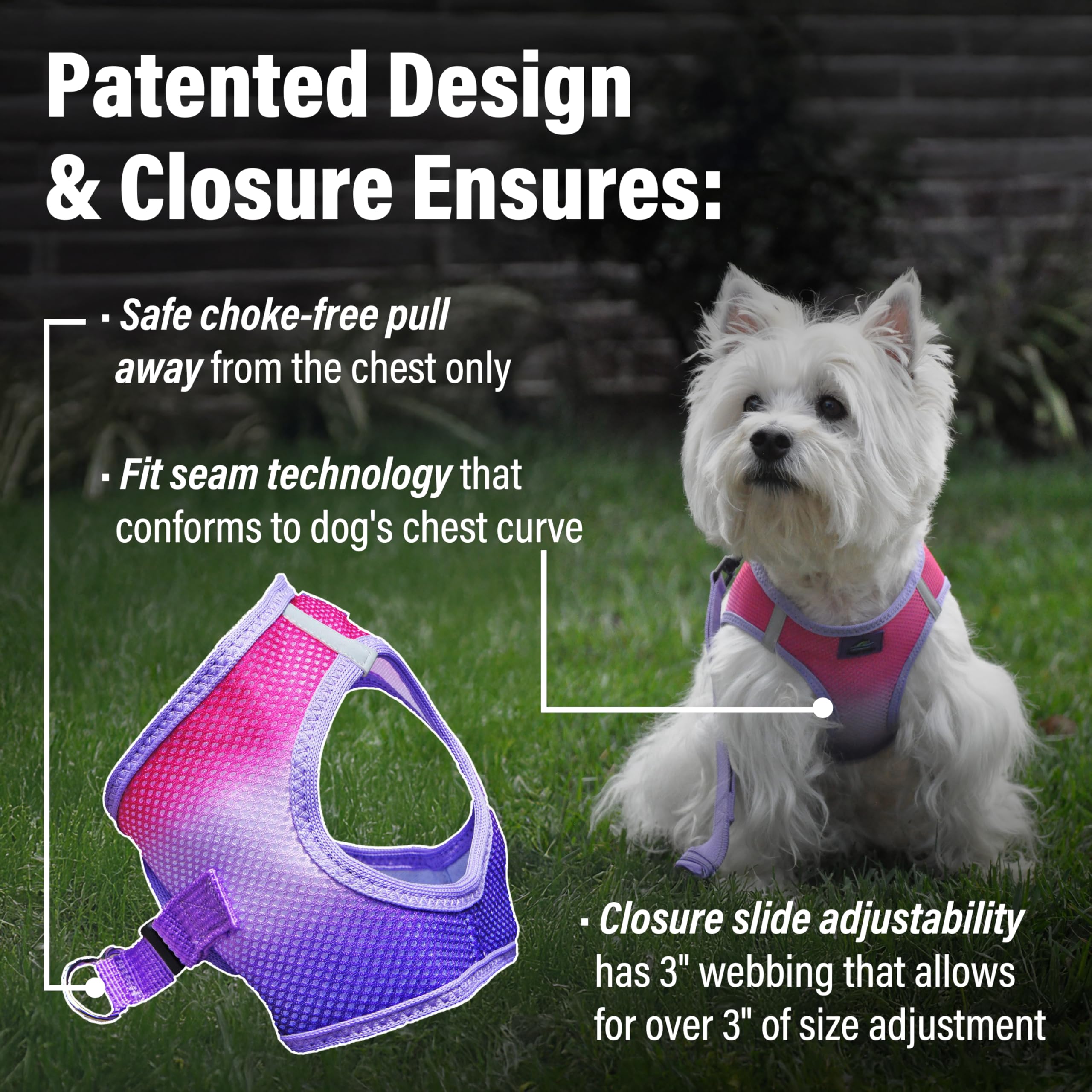Doggie Design Dog Harness - No Choke Dog Harness, Dog Vest, Mesh Polyester, Pet Harness, Simple Step In And Go Design, Harness For Dog - Raspberry Sundae, L