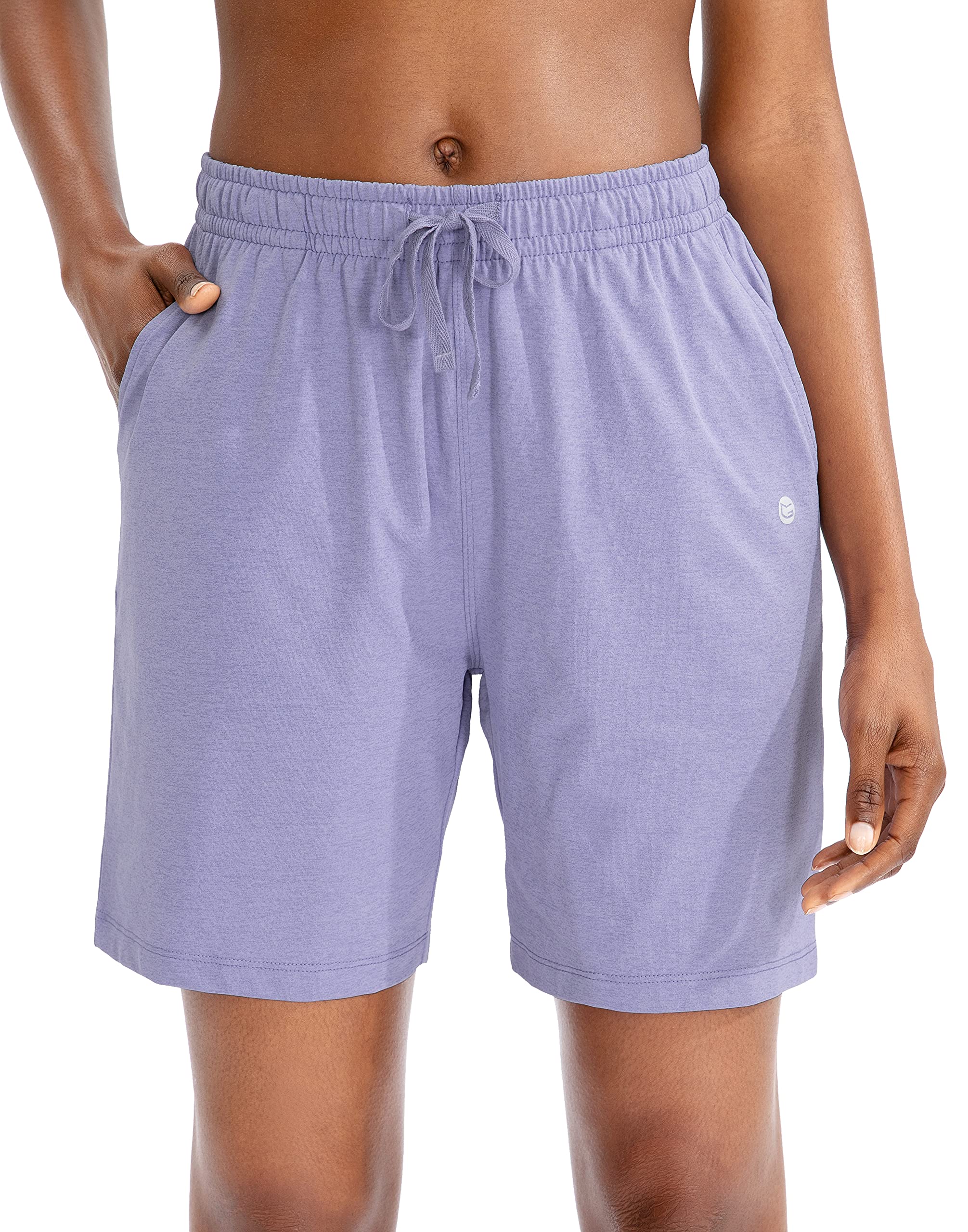 Womens Bermuda Shorts Jersey Shorts With Deep Pockets 7 Long Shorts For Women Lounge Walking Athletic (Purple, Xx-Large)