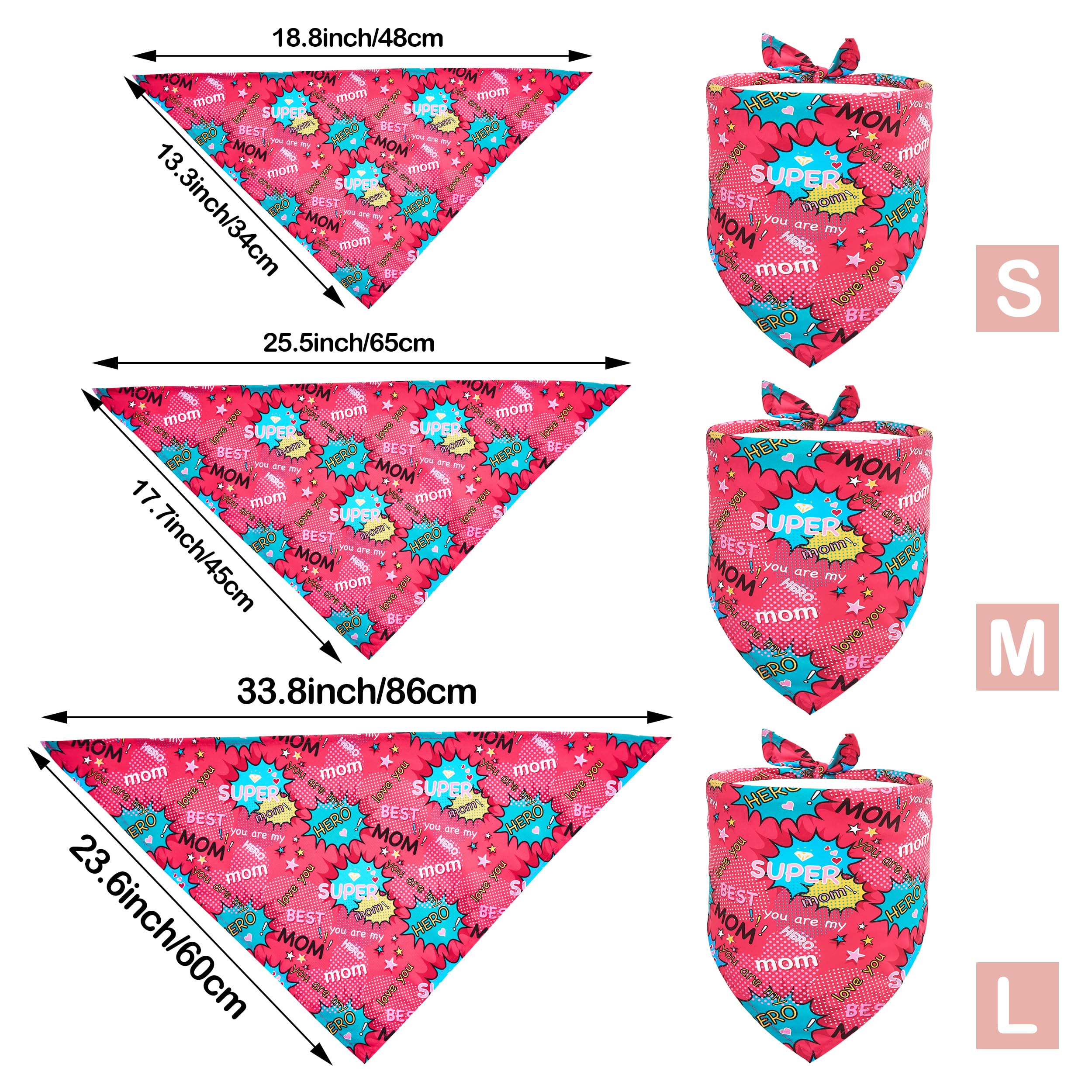 JpGdn 10PCS Mothers Day Dog Bandanas Best Mom    Super Mom     I Love Mom     Happy Mothers Day    Pink Blue Yellow Tie Dye Flor