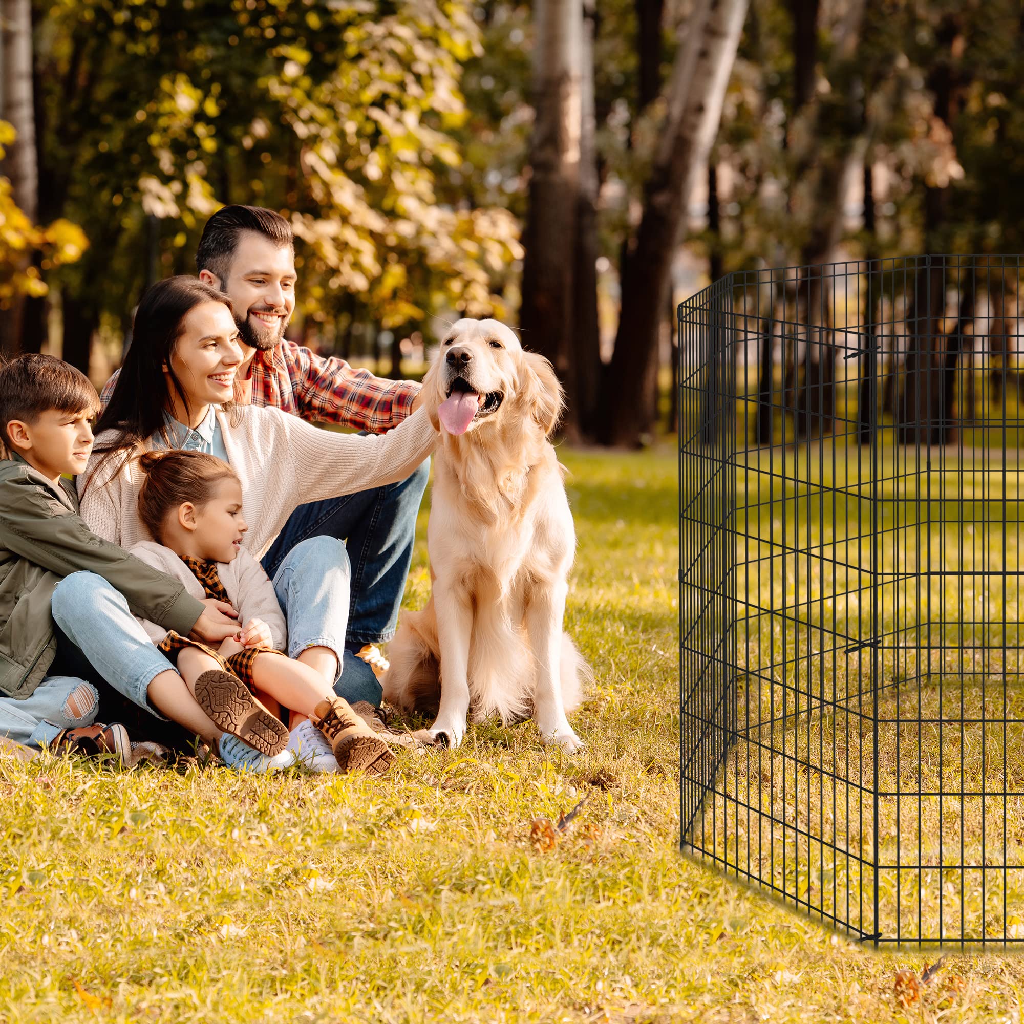 Pet Dog Playpen 24/30/36/42/48 Inch Metal Portable Dog Exercise Pen Indoor Outdoor Folding Yard Puppy Dog Fence for Small Medium
