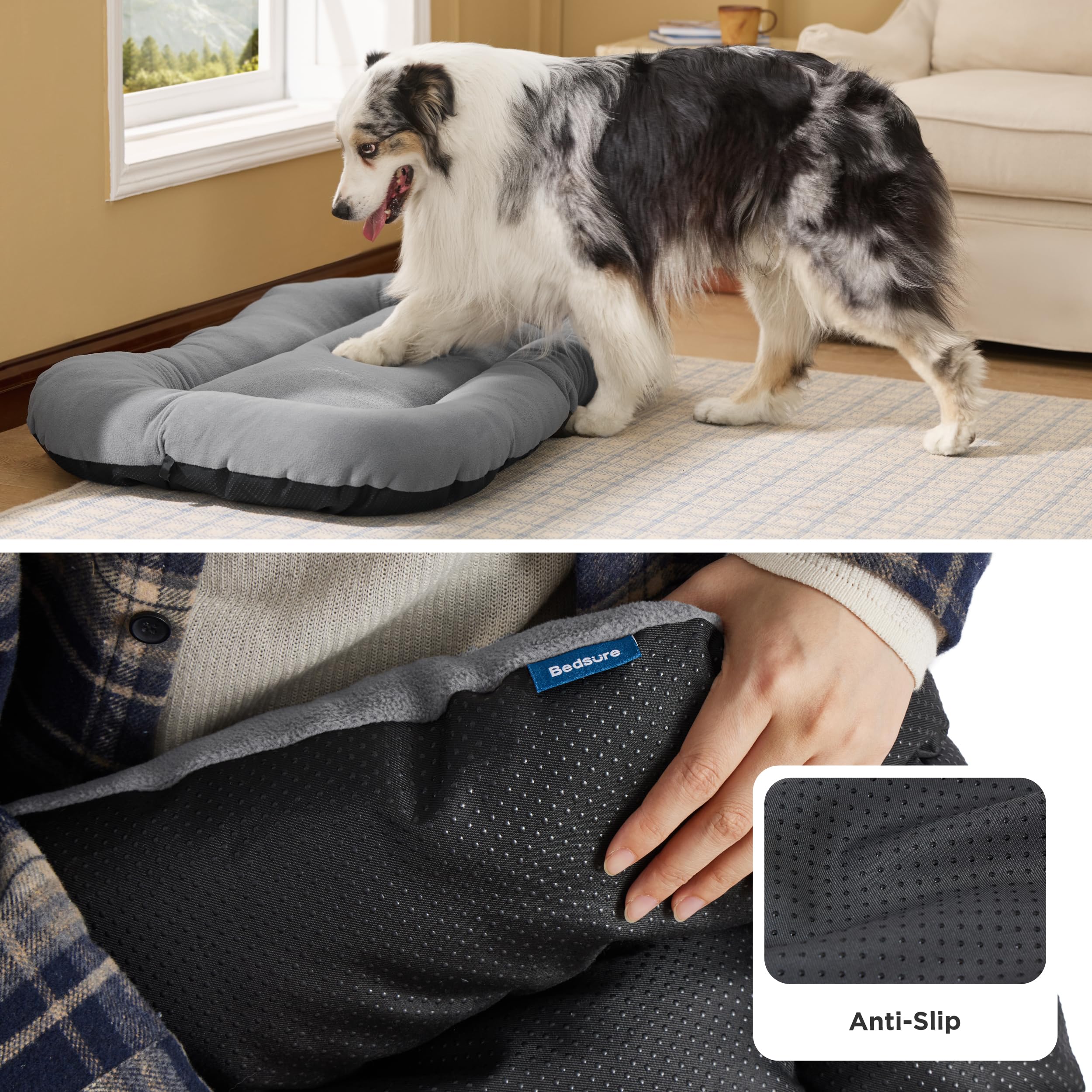 Bedsure Washable Dog Crate Pad For Extra Large Dogs, Flat Puppy Kennel Dog Bed For Crate, Ultra Soft Fleece Pet Sleeping Mat Wit