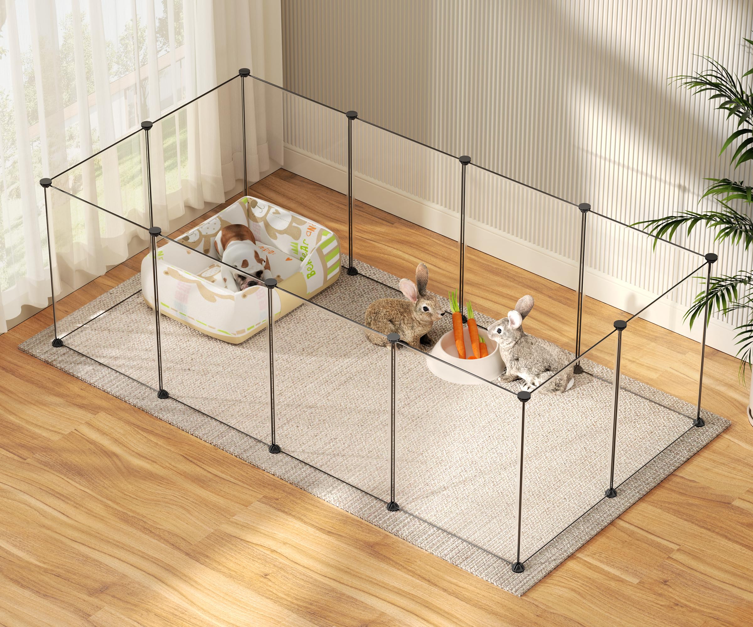 Pet Playpen,Puppy Playpen Transparent Small Animals Playpen, Pet Fence Yard Fence For Puppy,Bunny,Guinea Pigs,Ferrets,Mice,Hamst