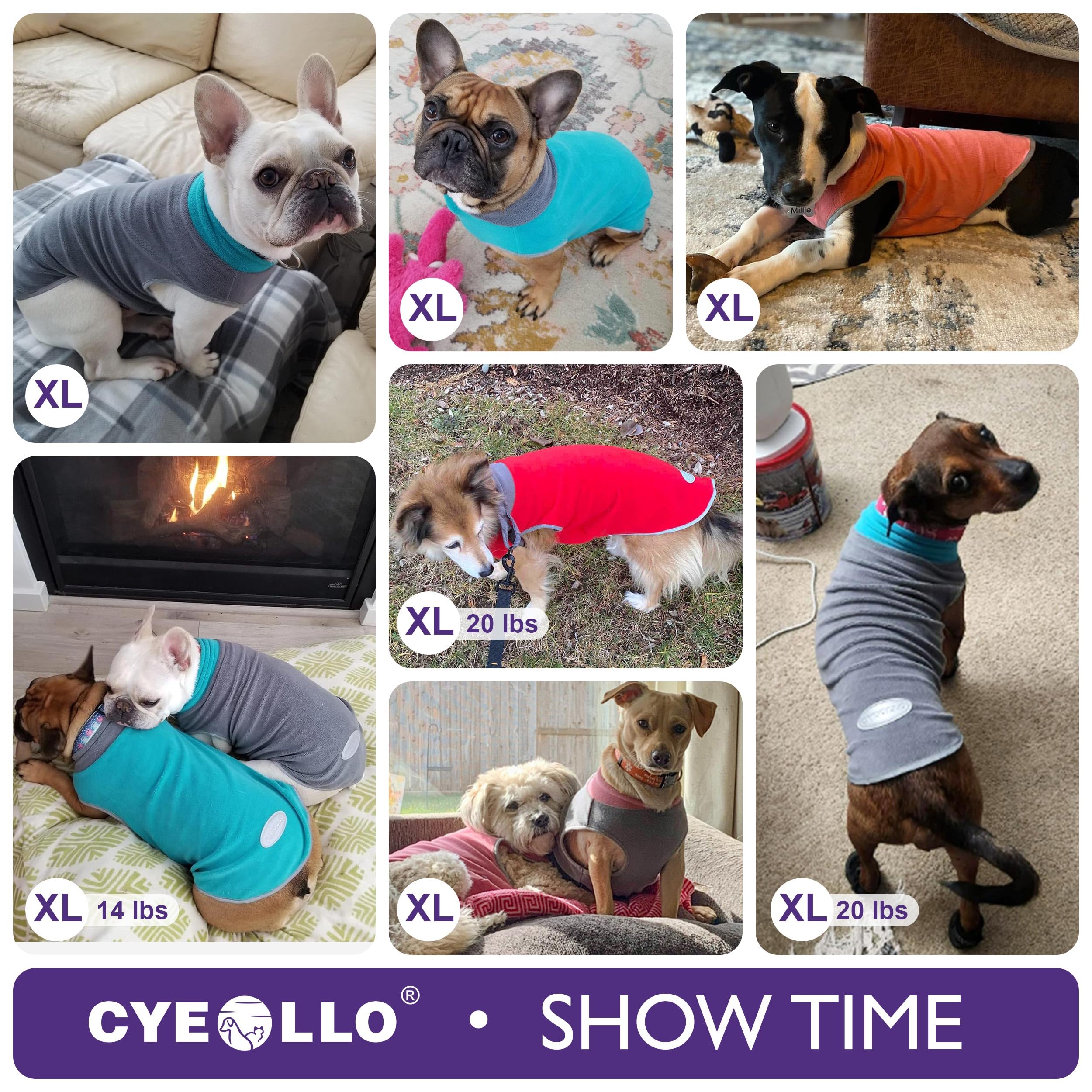 Cyeollo 2 Pack Dog Fleece Sweater Warm Sweatshirt For Dogs, Reflective Doggie Vest Lightweight Small Dog Coat Pullover Winter Do