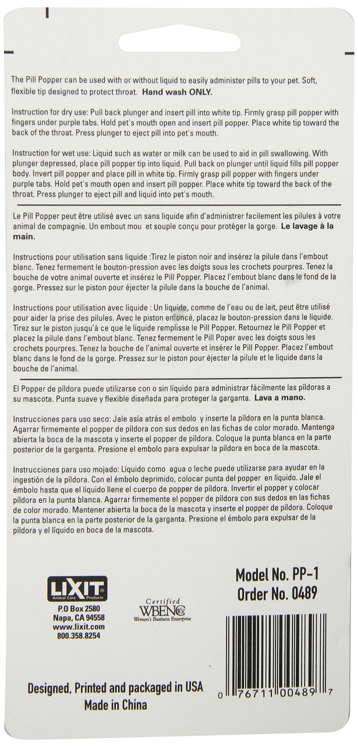 Lixit Safe Soft Tip Pill Administer Tool For Cats, Dogs And Other Pets That Require Medication. (Pack Of 1)