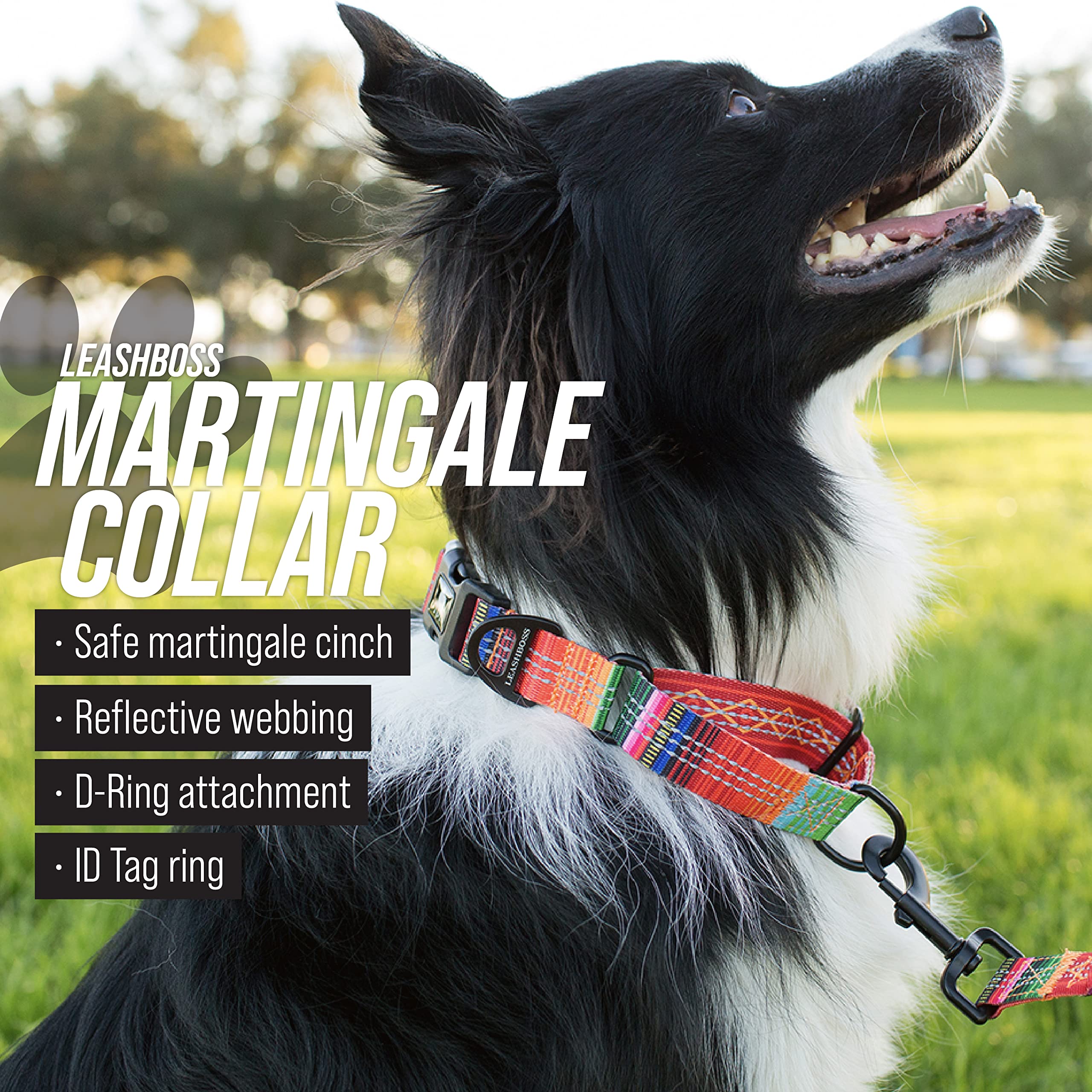 Leash Boss Martingale Collar For Dogs | Reflective Nylon Dog Collar For Large Dogs, Medium And Small Dogs | No Pull Pet Training Collar | Quick Release Buckle, Adjustable Pet Collar