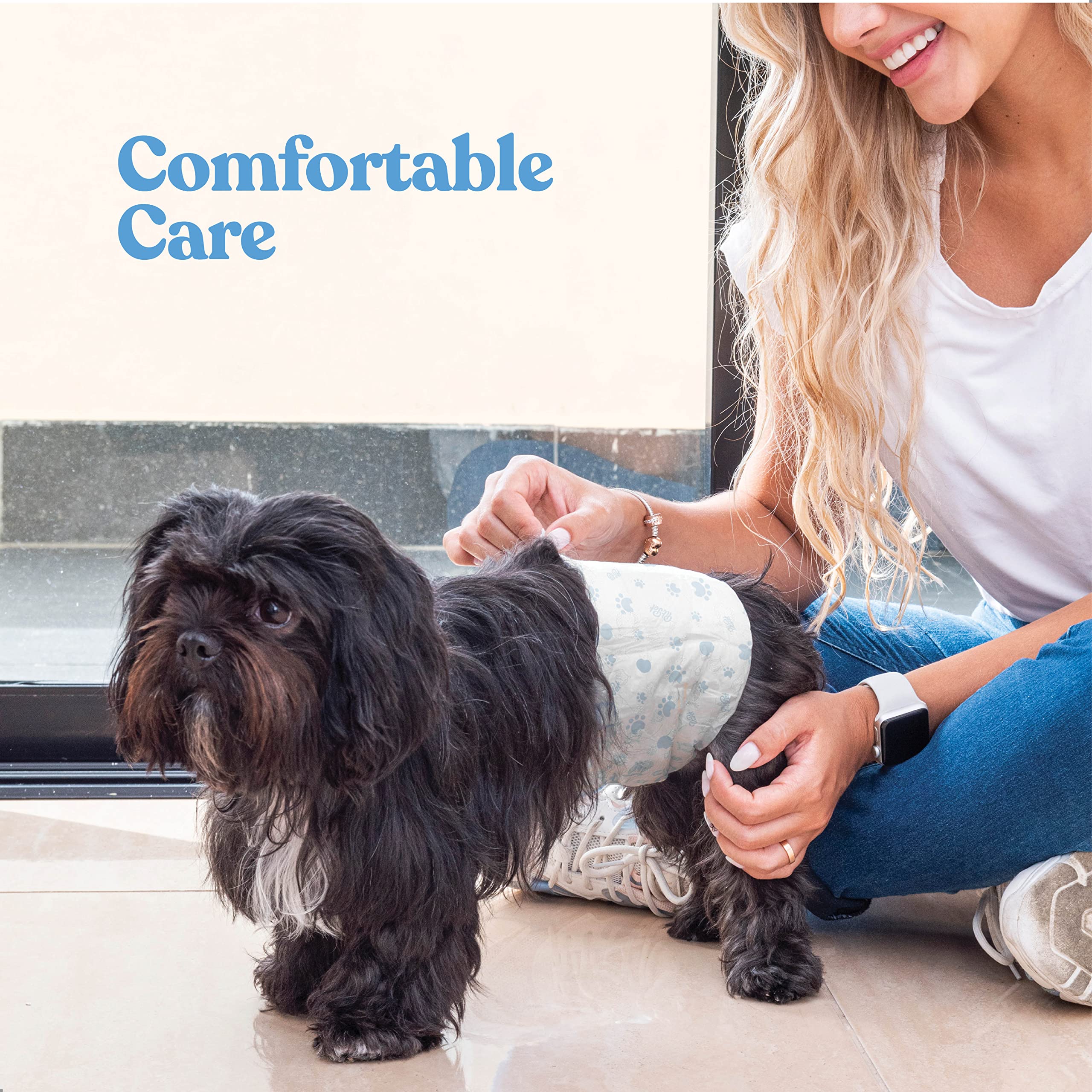 Comfortable Male Dog Diapers - 50-Pack Super Absorbent Disposable Male Dog Wraps- Flashdry Gel Technology, Wetness Indicator Dog
