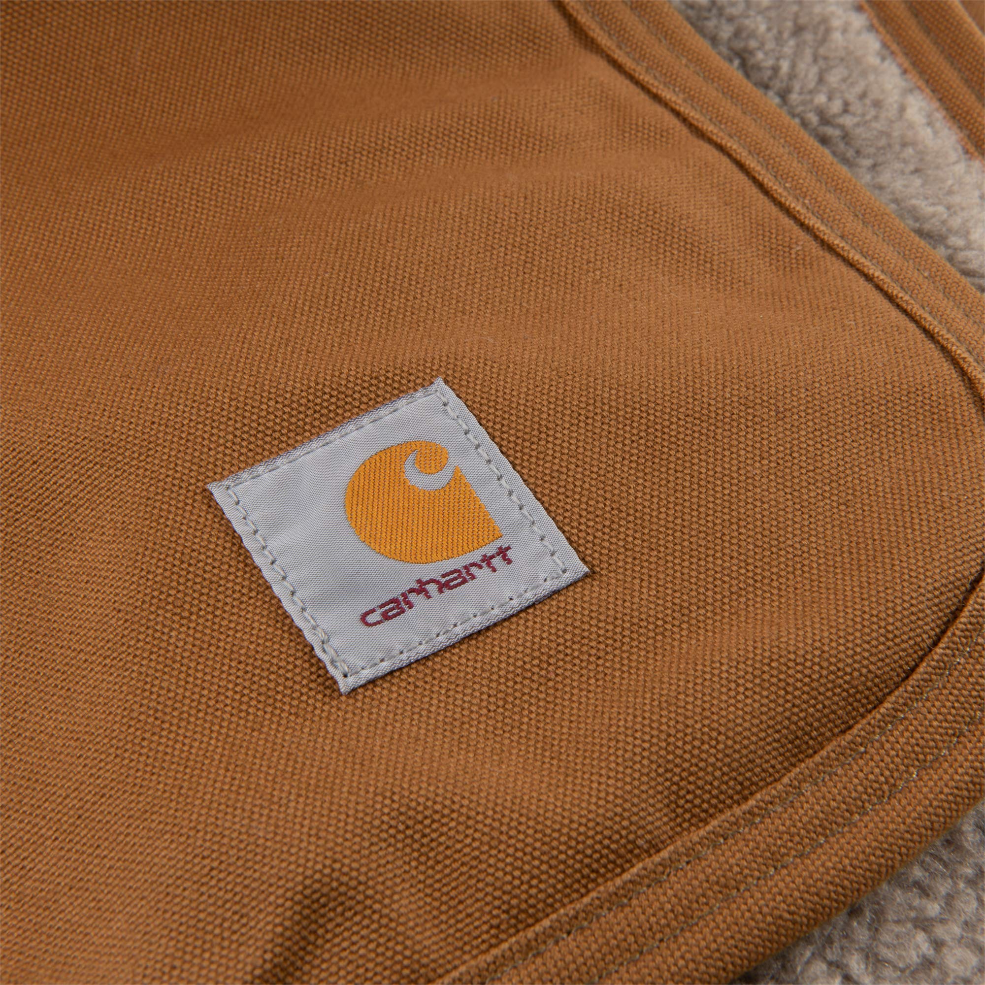 Carhartt Firm Duck Sherpa-Lined Throw Blanket, Reversible Pet Blanket With Water Repellent Coating, Carhartt Brown