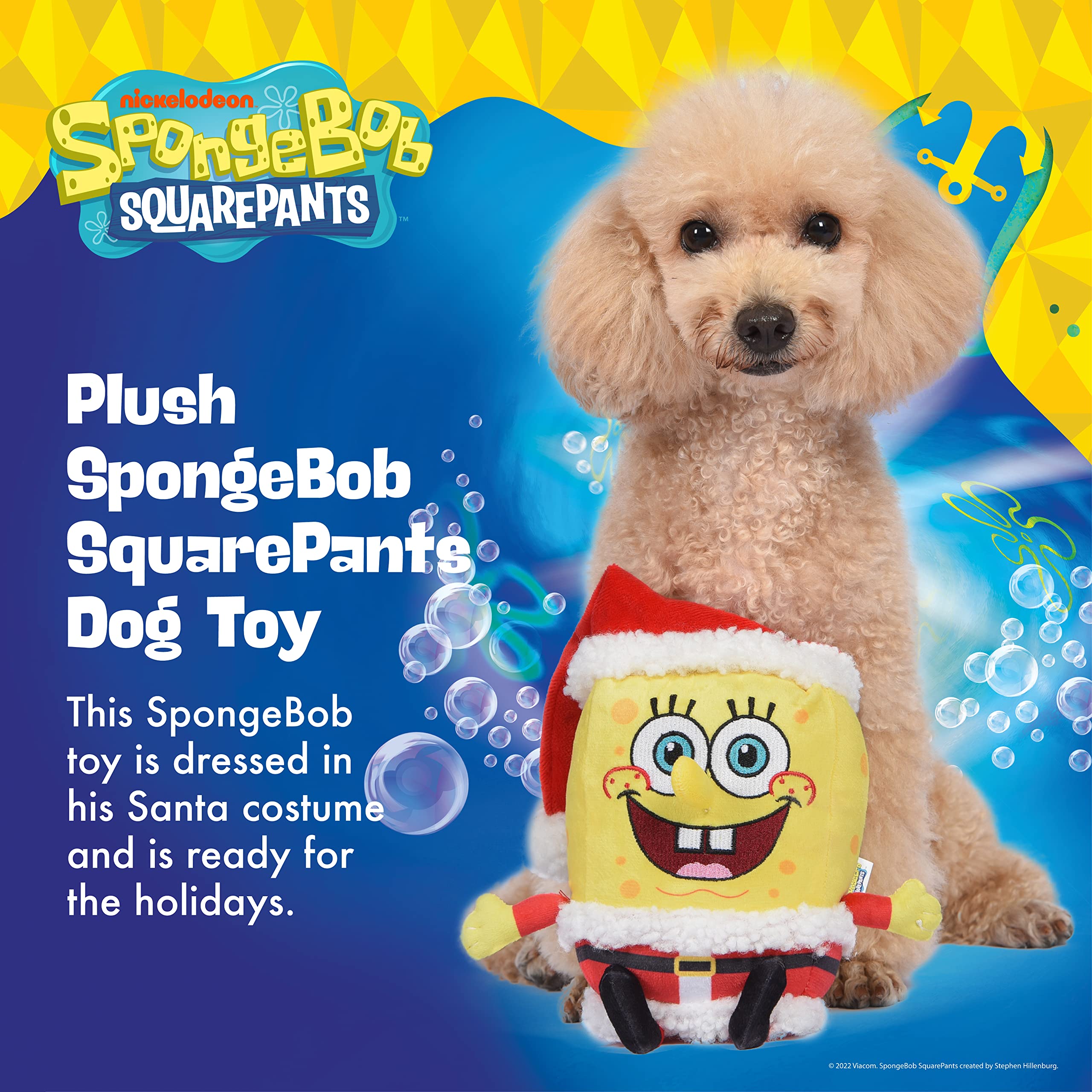 Spongebob Squarepants For Pets Holiday 9” Figure Plush Dog Toys With Squeaker | Dog Toys For Spongebob Fans | Squeaky Dog Toys, Spongebob Santa Toy, Dog Plush Toy