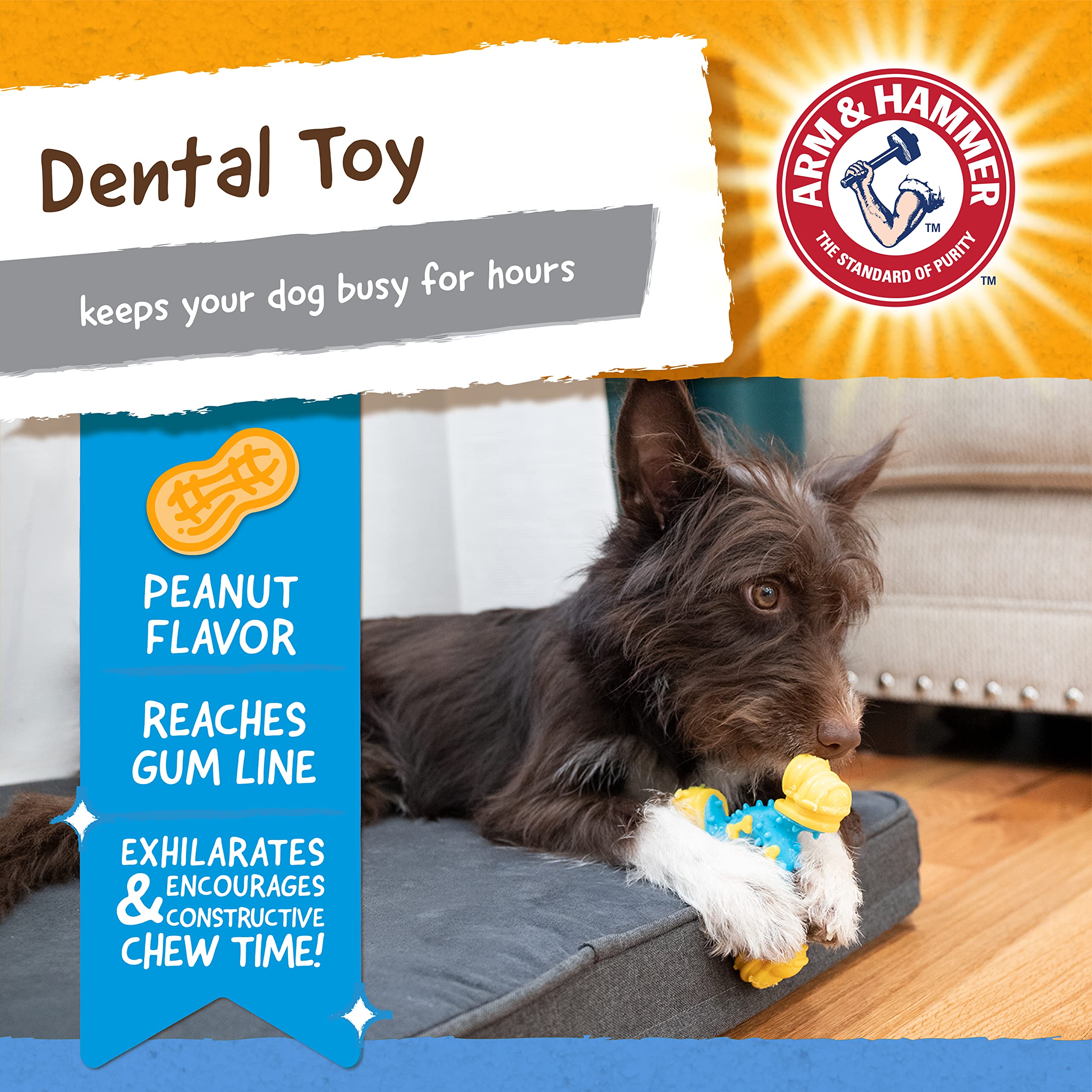 Arm & Hammer for Pets Nubbies TriBone Dog Dental Toy Best Dog Chew Toy for Moderate Chewers Dog Dental Toy Helps Reduce Plaque &