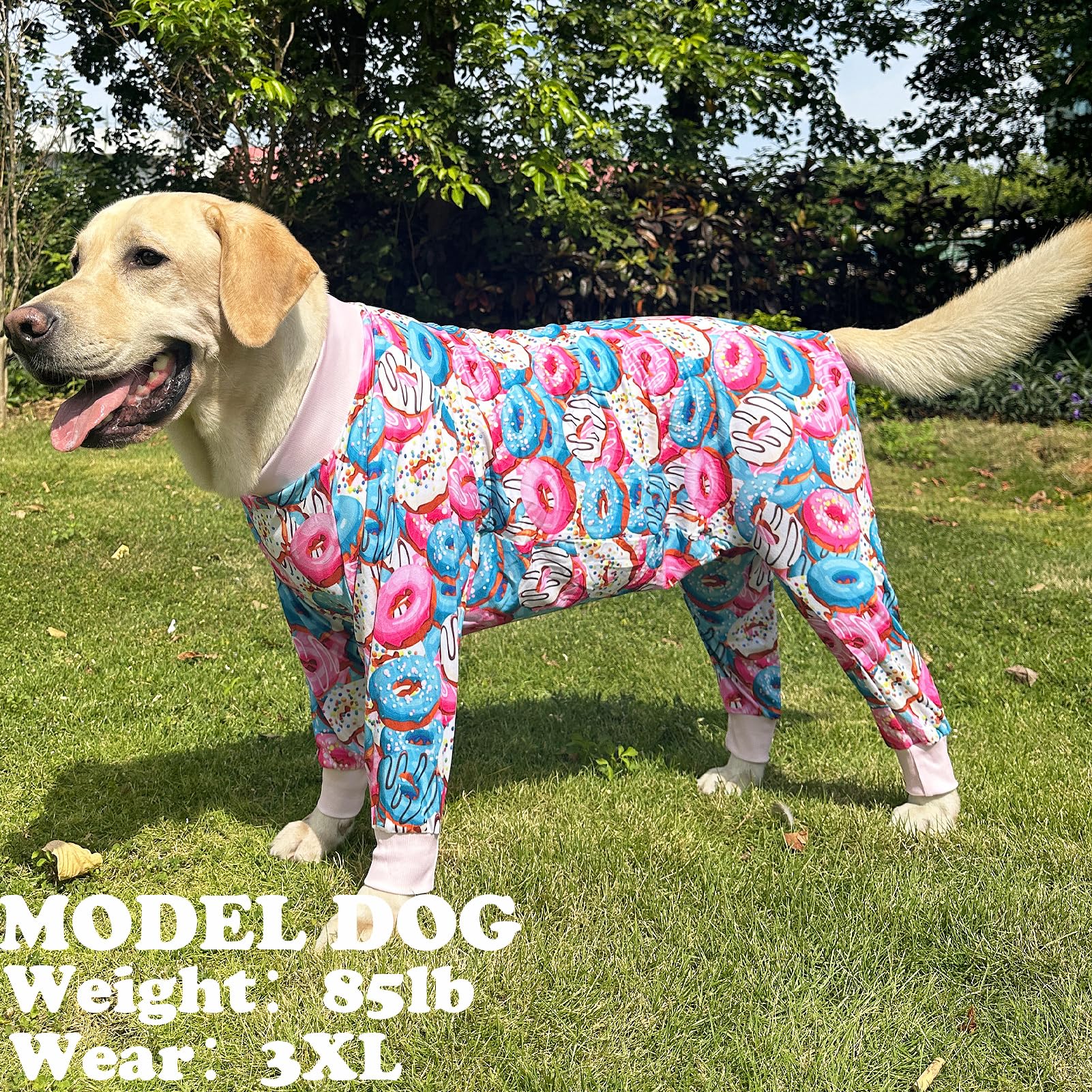 Pripre Dogs Surgery Recovery Suit Ice Cream Donut Printed Long Sleeve Shirts Soft Pajamas Onesie Jumpsuit Prevent Licking Dogs S