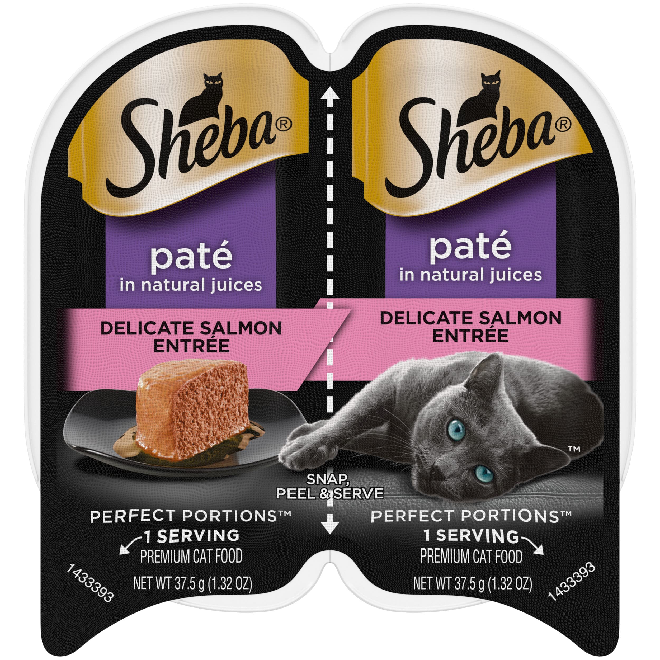 Sheba Wet Food Adult Wet Cat Food Trays, Salmon Entrée, 1.32 oz (Pack of 48)