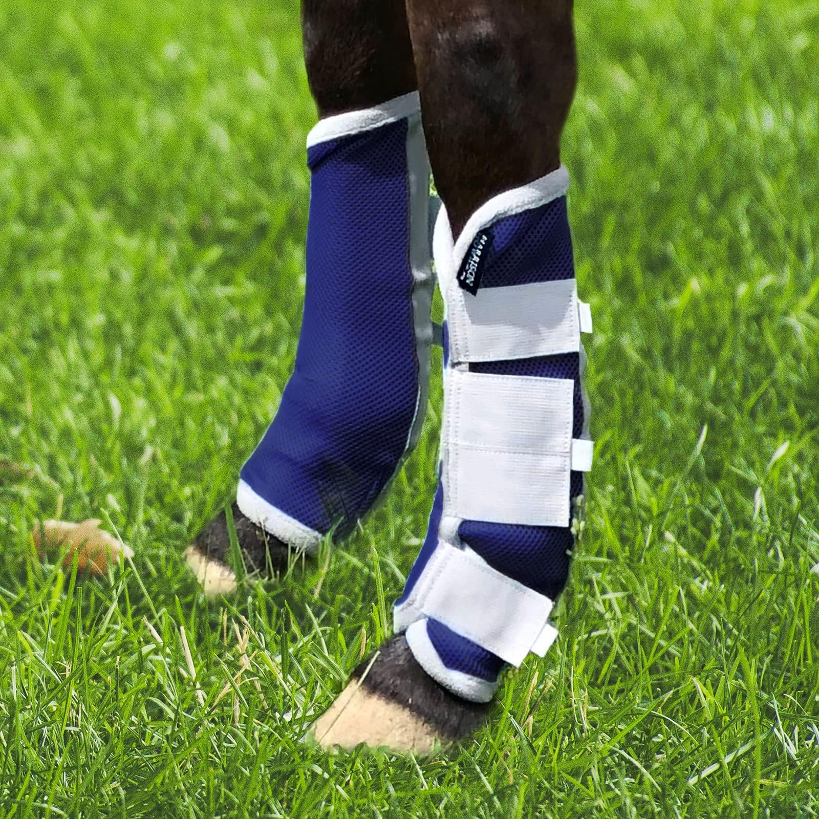 Harrison Howard Horse Fly Boots Leg Guards Fly Boots Protection Set of 4 Navy Large Full Size