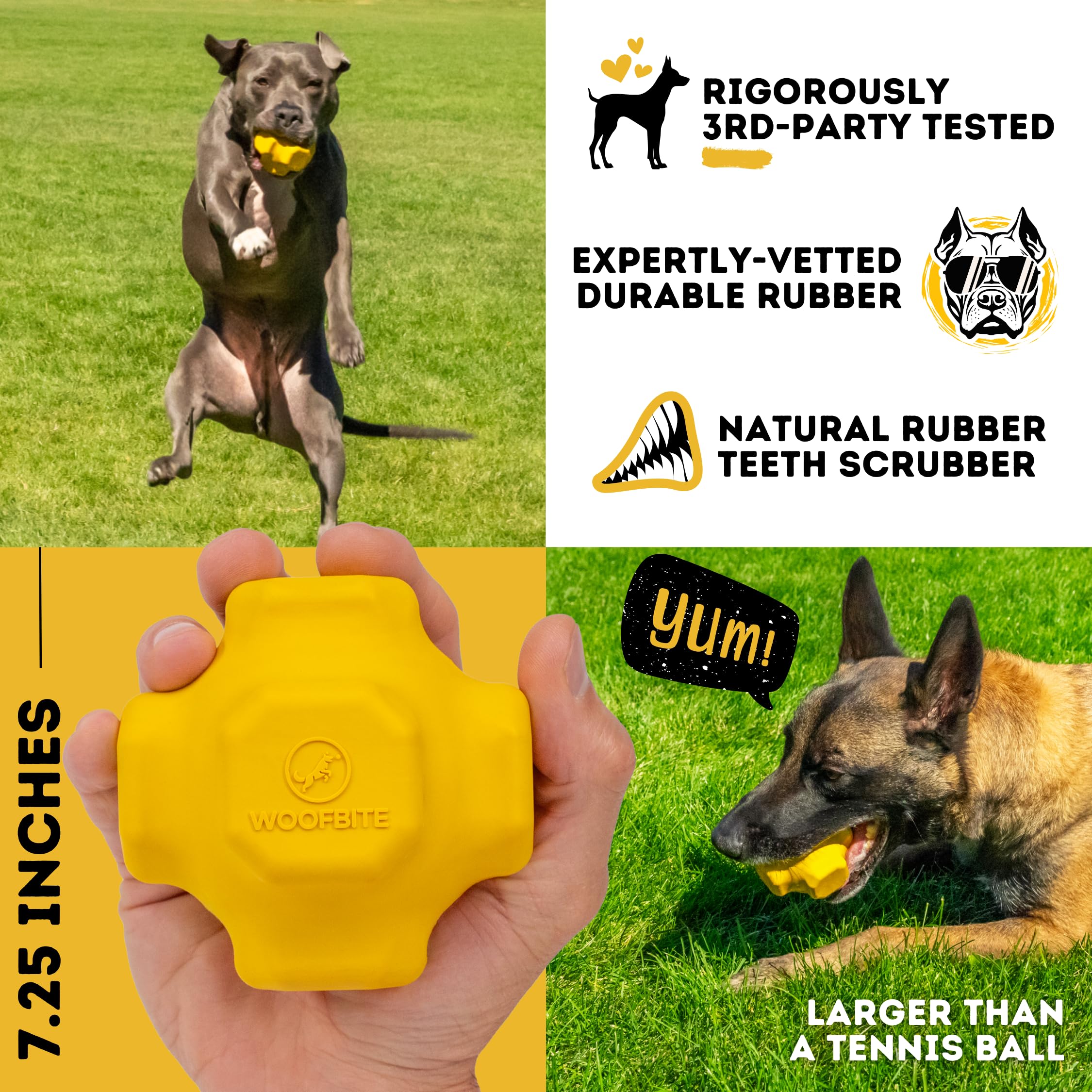 WoofBite Indestructible Jumping Jack Dog Chew Toy - Durable Natural Rubber, Safe for Aggressive Chewers, 4.5” Interactive Fetch Toy