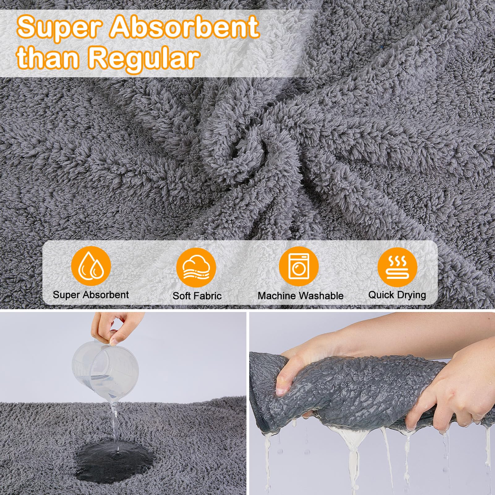 Bienbee Soft Dog Bathrobe,Super Absorbent & Quick-Drying Dog Robe With Hood, Cozy Drying Coat For After Bath, Grey L