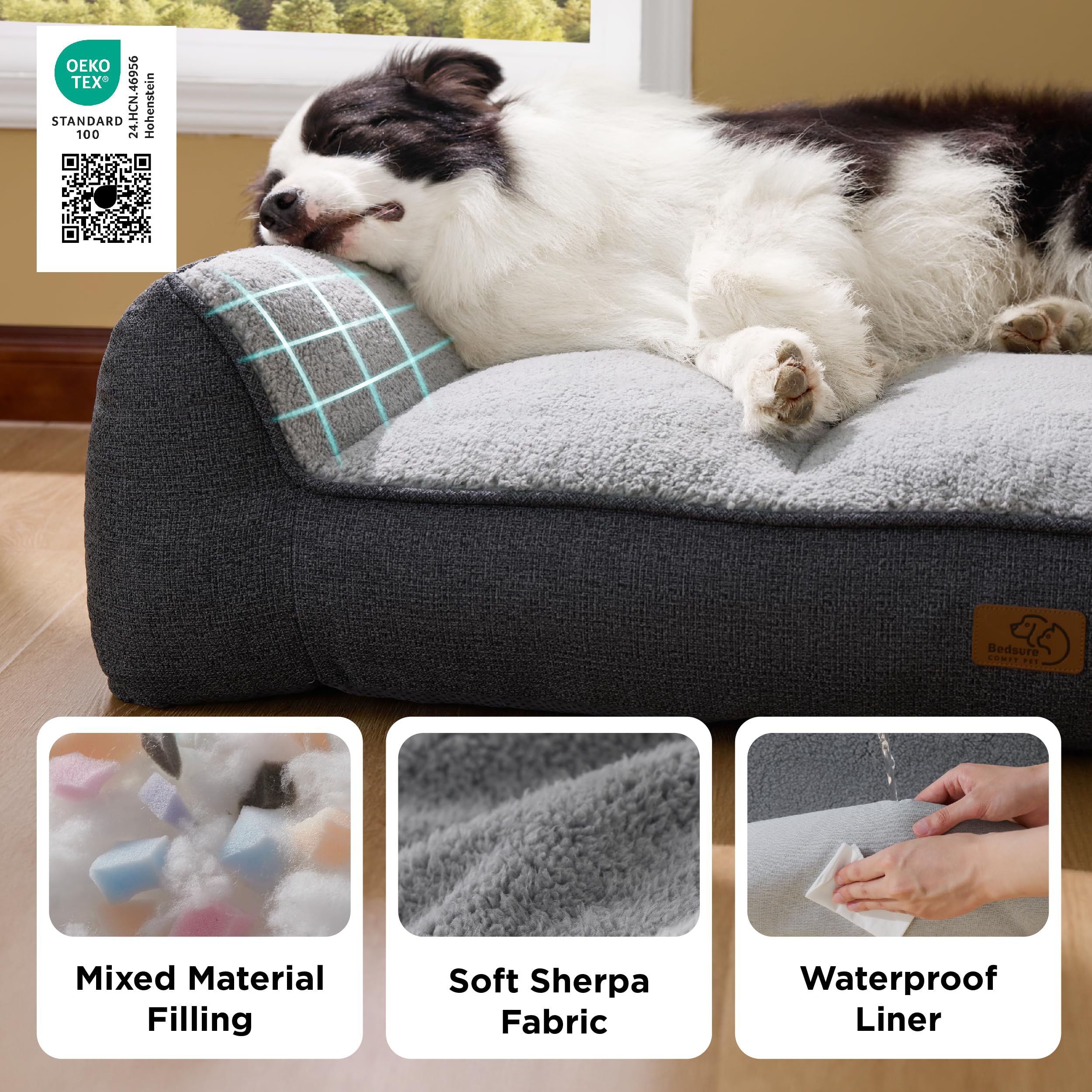 Bedsure Orthopedic Dog Bed Medium Size Dog - Extra Thick Supportive Medium Dogs Beds with Waterproof Washable Cover, Comfort Pet