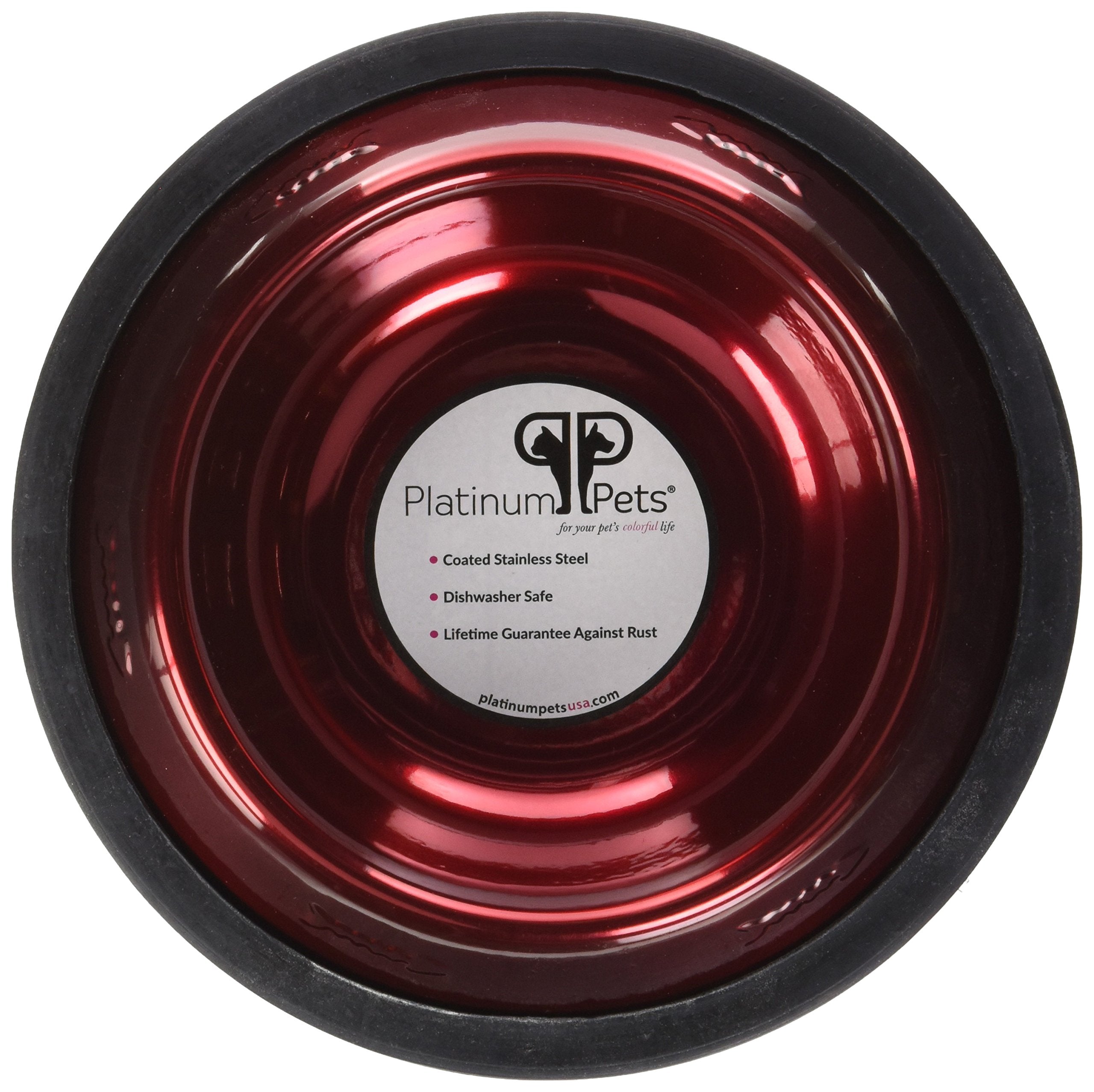 Platinum Pets Non-Tip Stainless Steel Dog Bowl, 6 Oz, Candy Apple Red