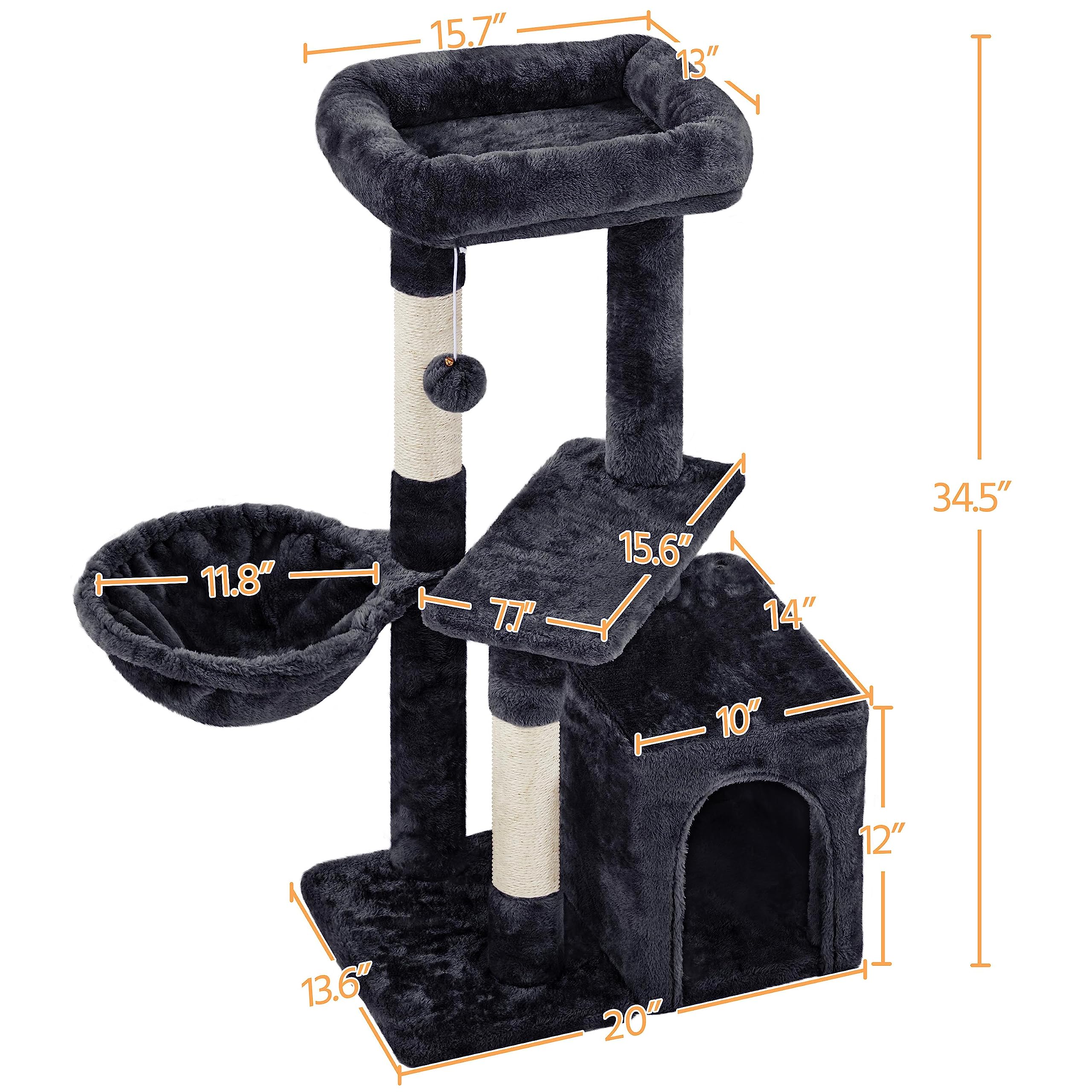 Yaheetech Cat Tree For Indoor Cats, 34In Cat Tower Cat Condo, Cat Furniture Activity Center Cat Bed Furniture W/Dangling Ball For Indoor Cat Kittens