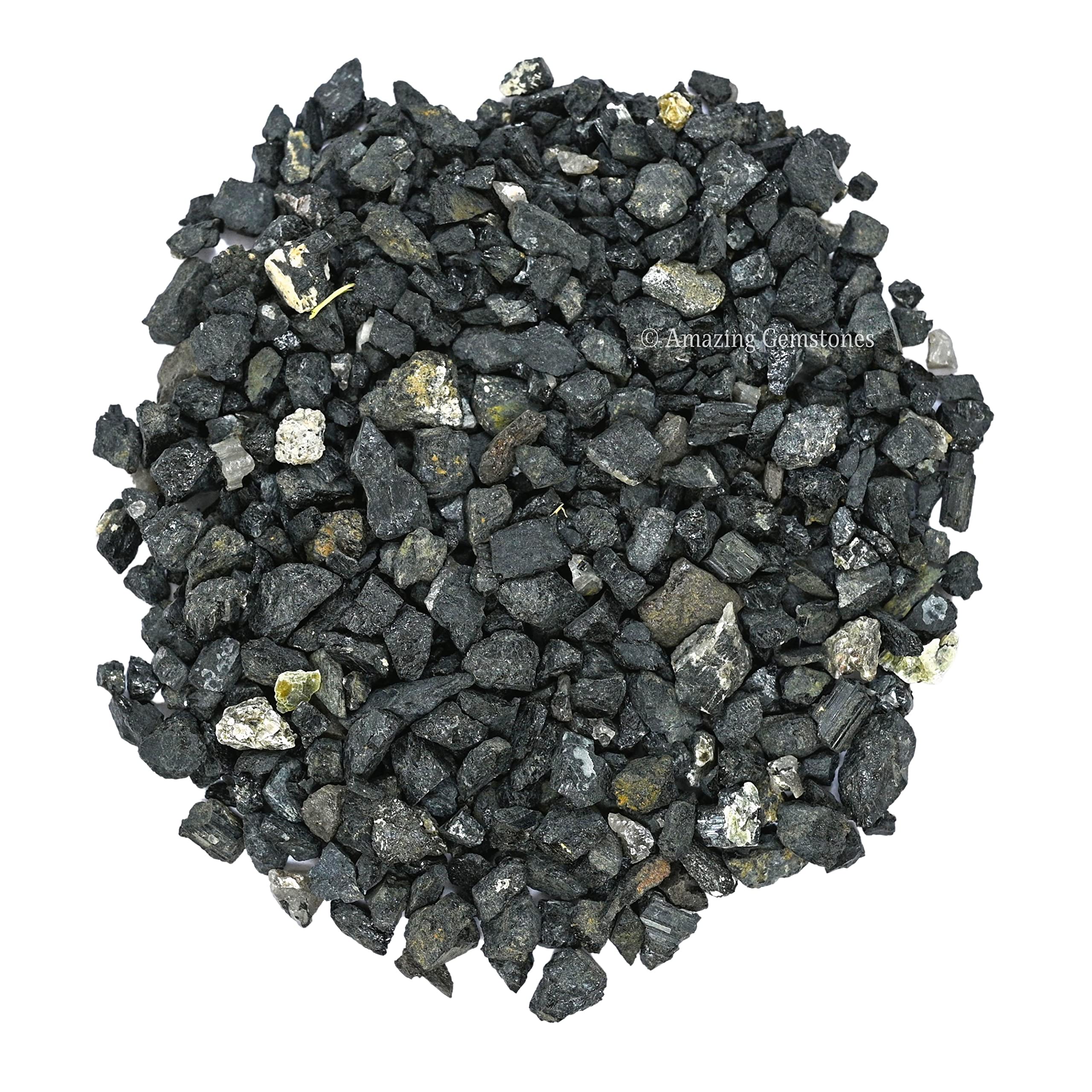 Black Tourmaline Crystal Chips Aquarium Gravel Rocks - Black Tourmaline Chips Bulk Fish Tank Gravel, Small Tumbled Stone Chips a