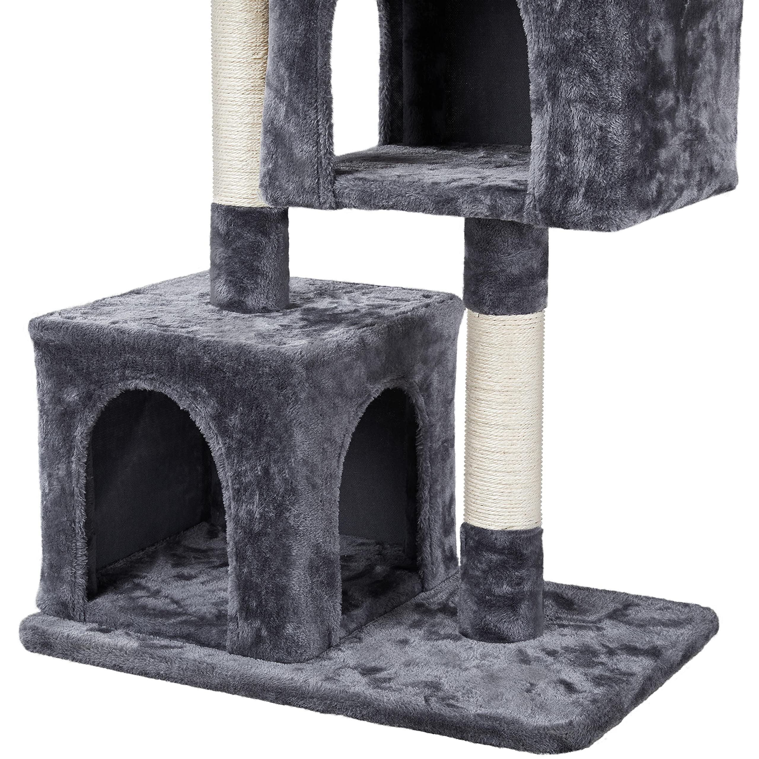 Yaheetech 33.5In Cat Tree Tower For Indoor Cats W/2 Cozy Plush Condos, Oversized Perch & Sisal Scratching Posts, Stable Cat Stand House For Large Cats & Pets