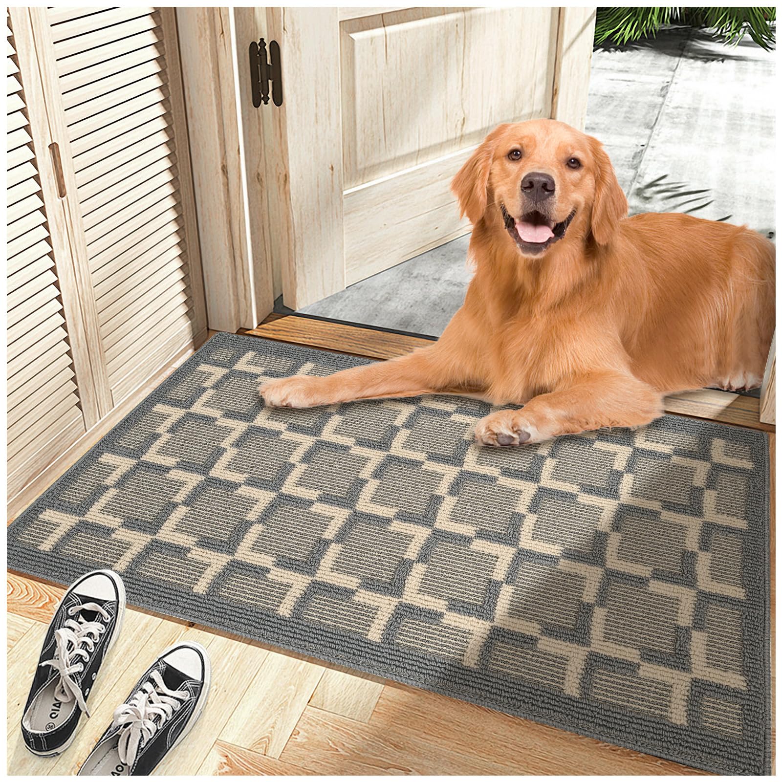 LWYYQB Mud Mats for Dogs Dirt Trapper Dog Mat for Muddy Paws Non-Slip Mud Mats for Indoor Washable Microfiber Dog Rugs for Entry