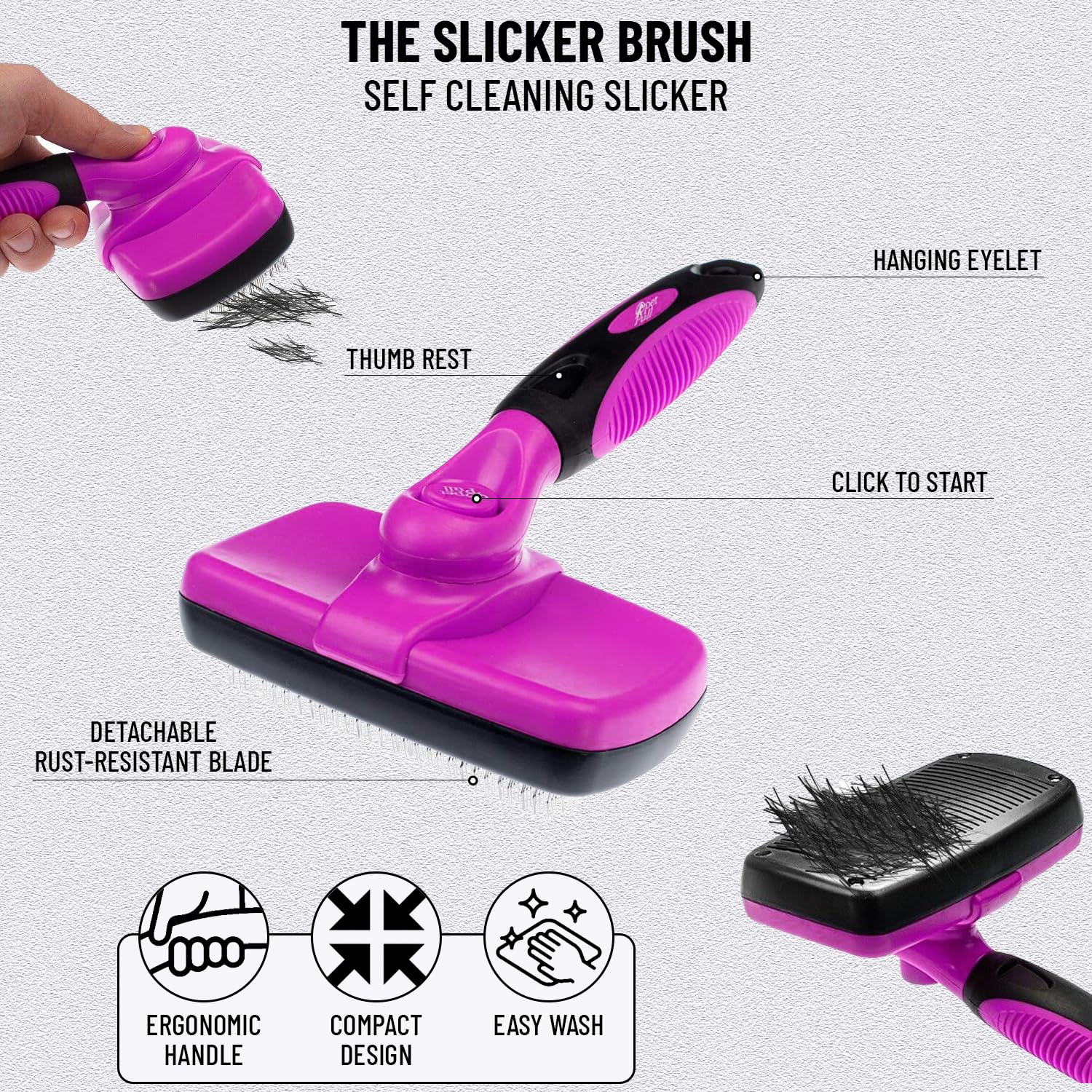 Pet Pull Complete Professional Pet Grooming Kit With Hair Removal Tool, Gloves, Self Cleaning Slicker Brush, And Pro Dog Deshedd