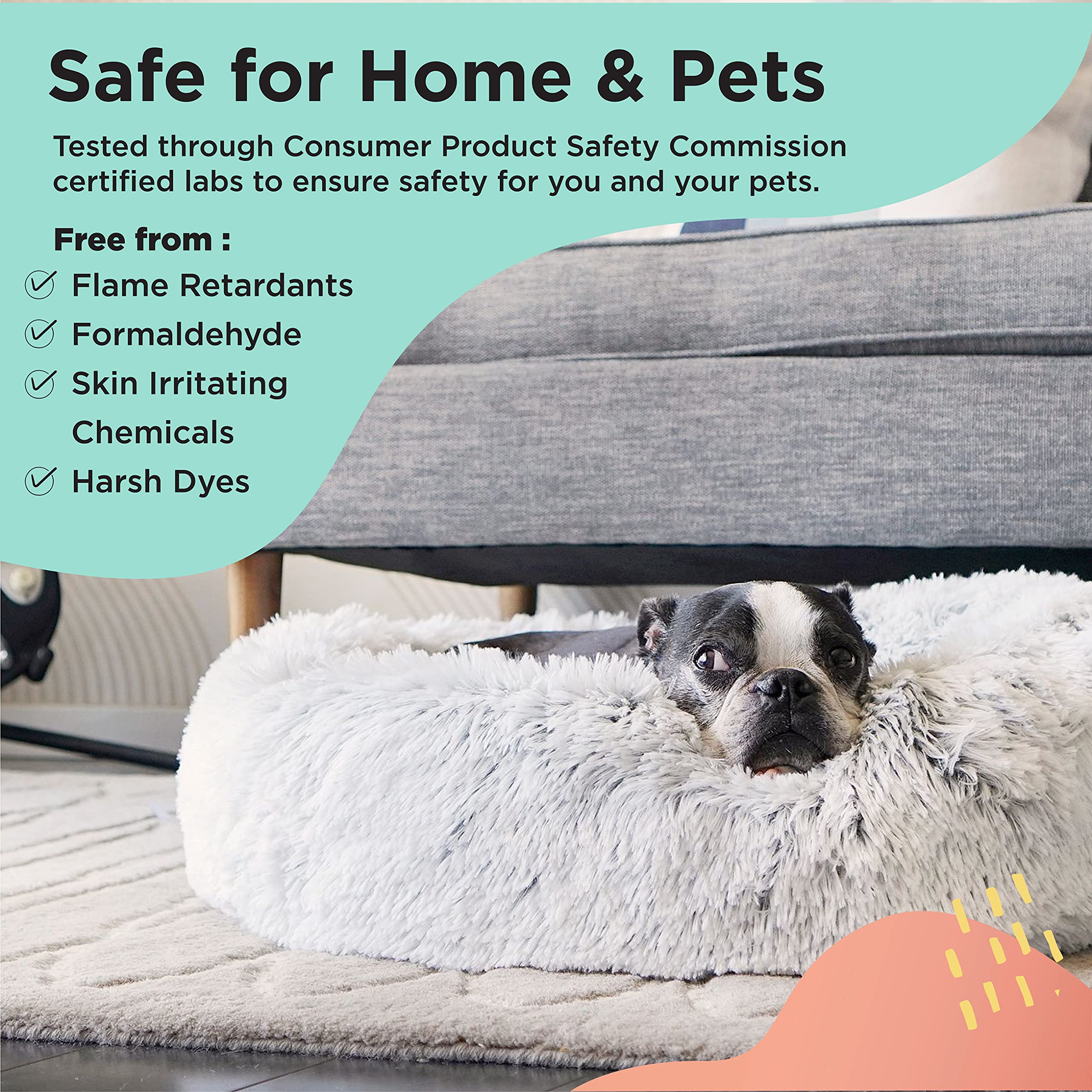 Best Friends By Sheri The Original Calming Donut Cat And Dog Bed In Shag Fur Frost, Small 23X23