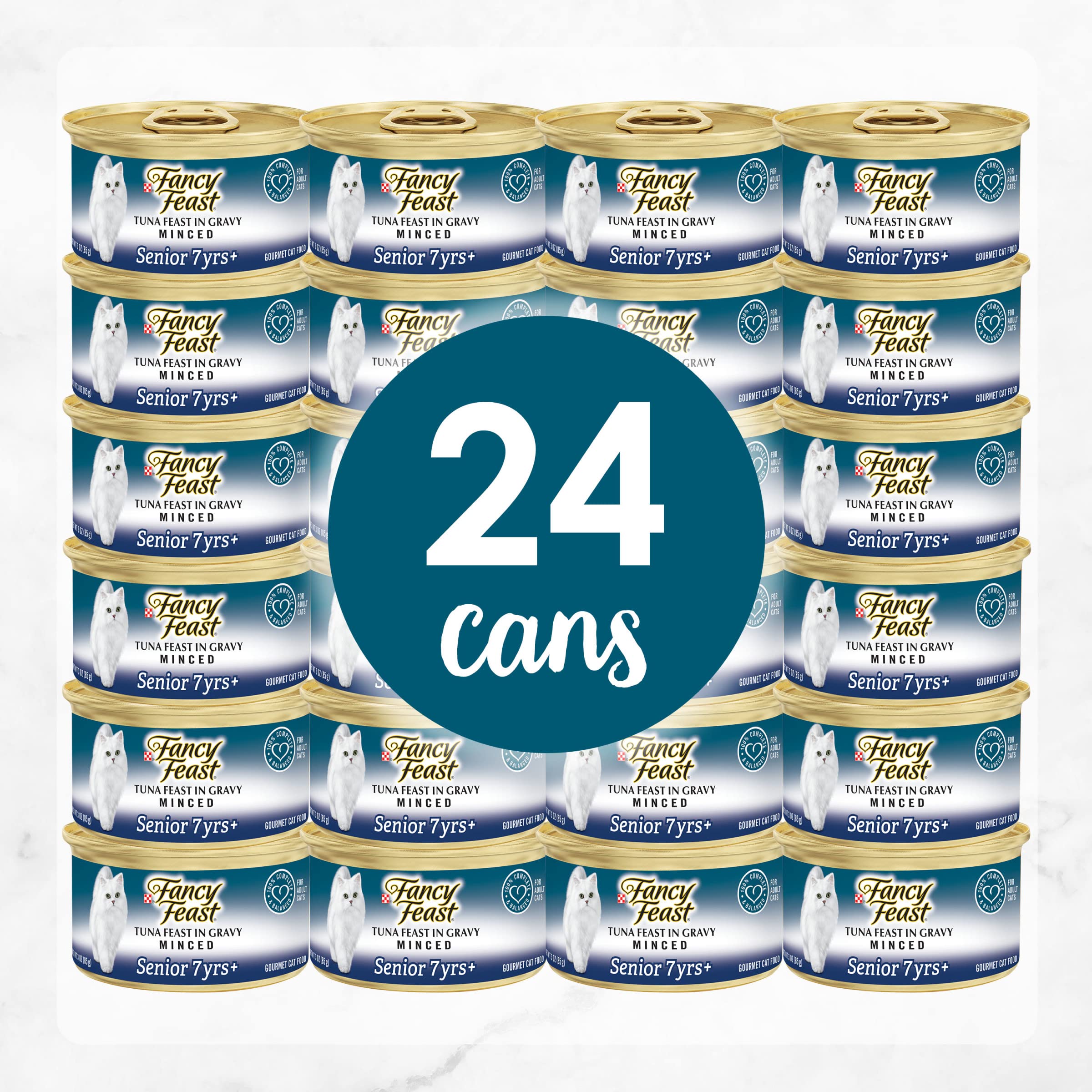 Purina Fancy Feast Senior Wet Cat Food 7 Years Plus Tuna Feast In Gravy Minced - (Pack of 24) 3 oz. Cans