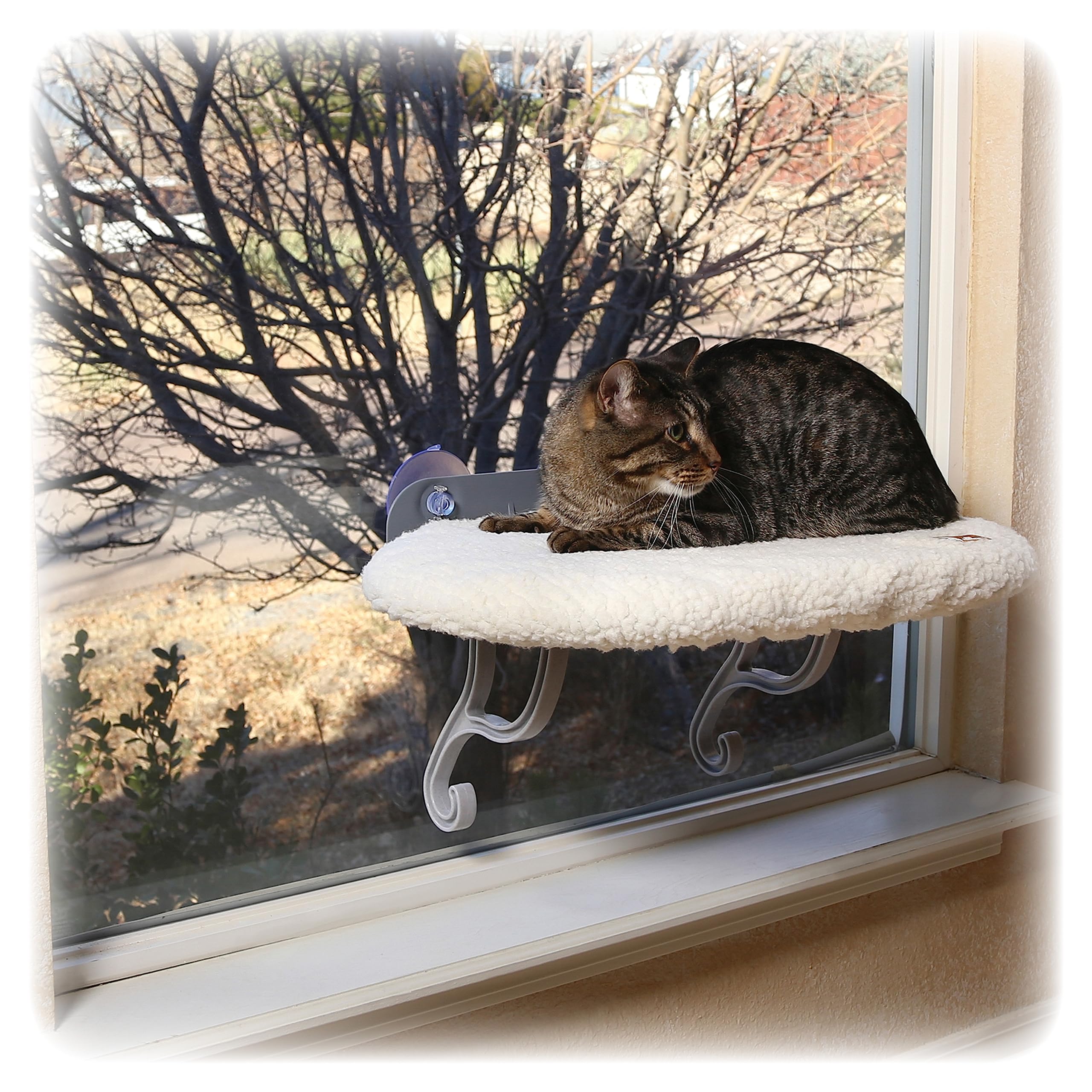 K&H Pet Products Universal Mount Cat Window Perch Bed for Large Cats, Orthopedic Window Hammock Holds 60 lbs, Sturdy Suction Cup