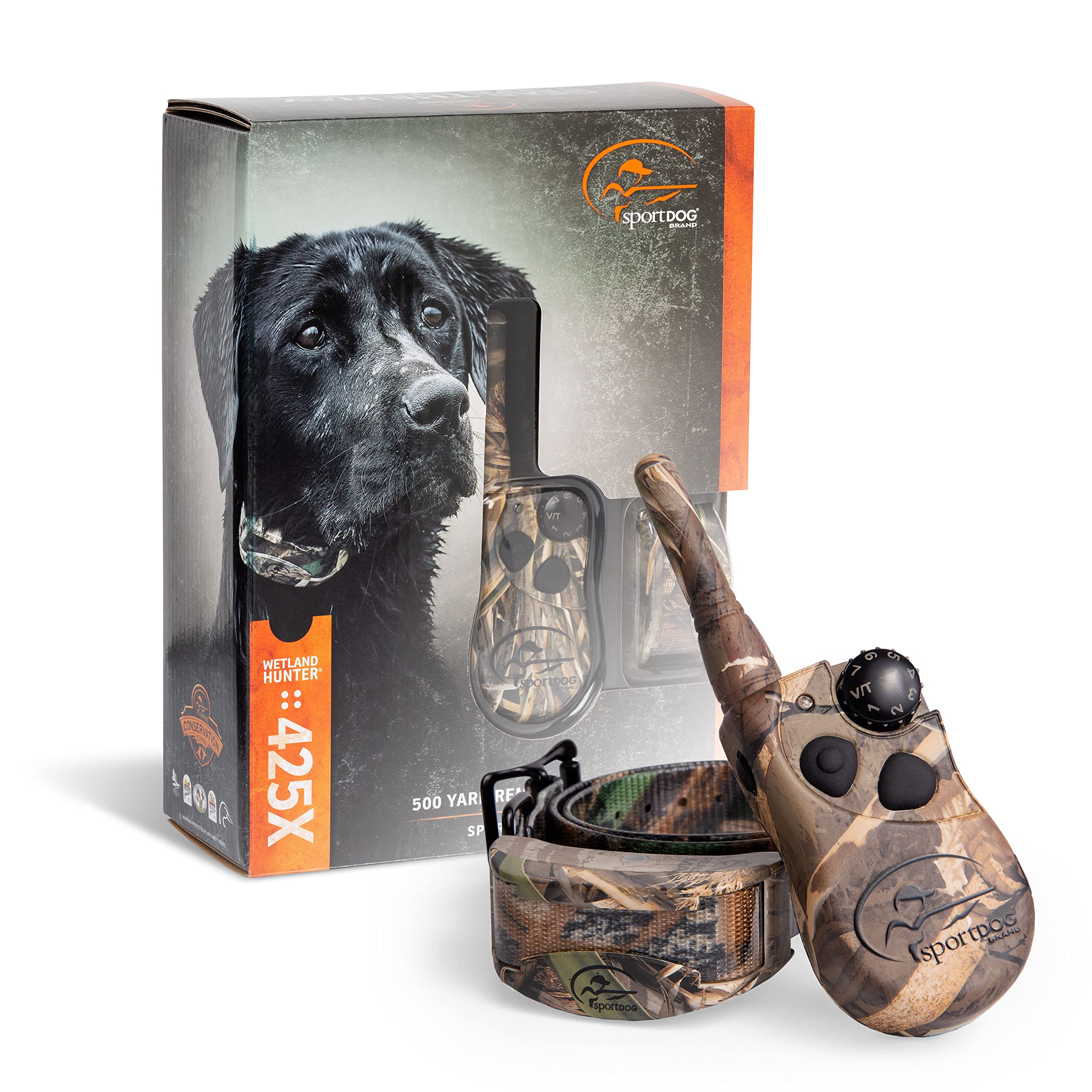 Sportdog Brand Wetlandhunter 425X Camouflage Shock Collar For Dogs - 500 Yard Range - Rechargeable Remote Trainer With Shock, Vi
