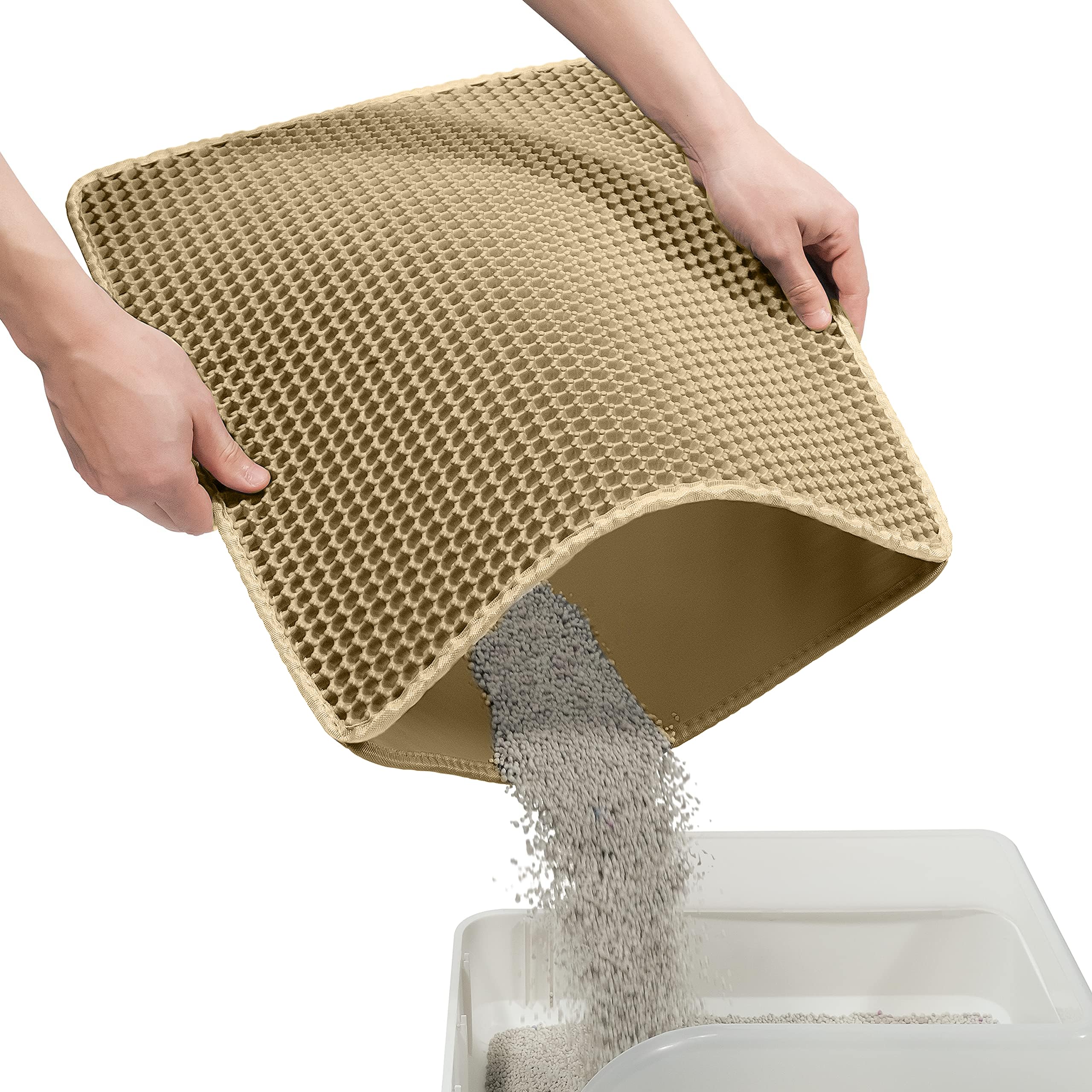 Cat Litter Mat - Trapping Honeycomb Double Layer 46X26/35X24/30X22/24X16/20X16/18X12 Inch Extra Large Box Mat, Washable Waterpro