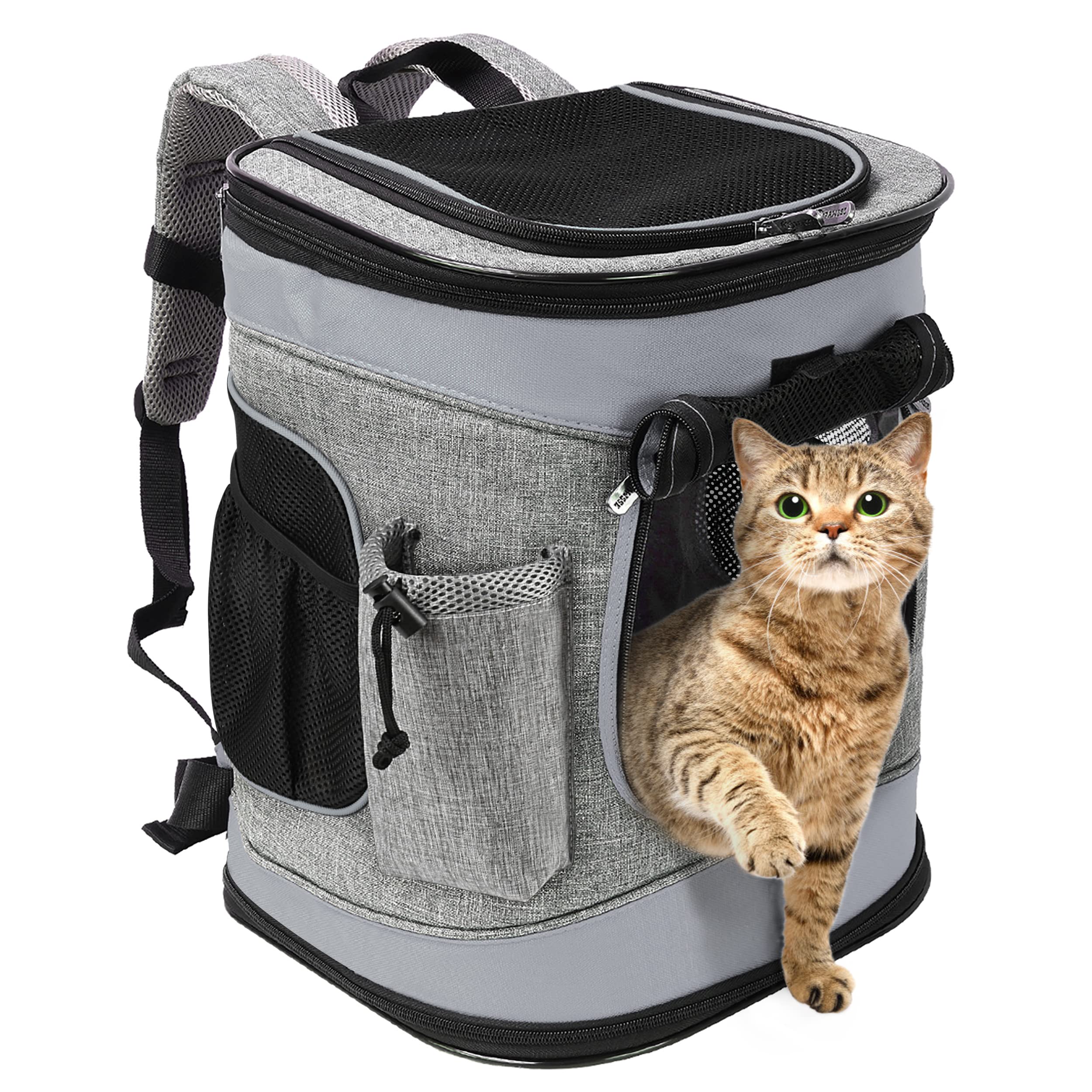 Solaris Adjustable Pet Carrier Backpack For Dogs And Cats, Puppies, Portable Cat Carrier Backpack With Bottle Pocket, Two Mesh Window For Breath