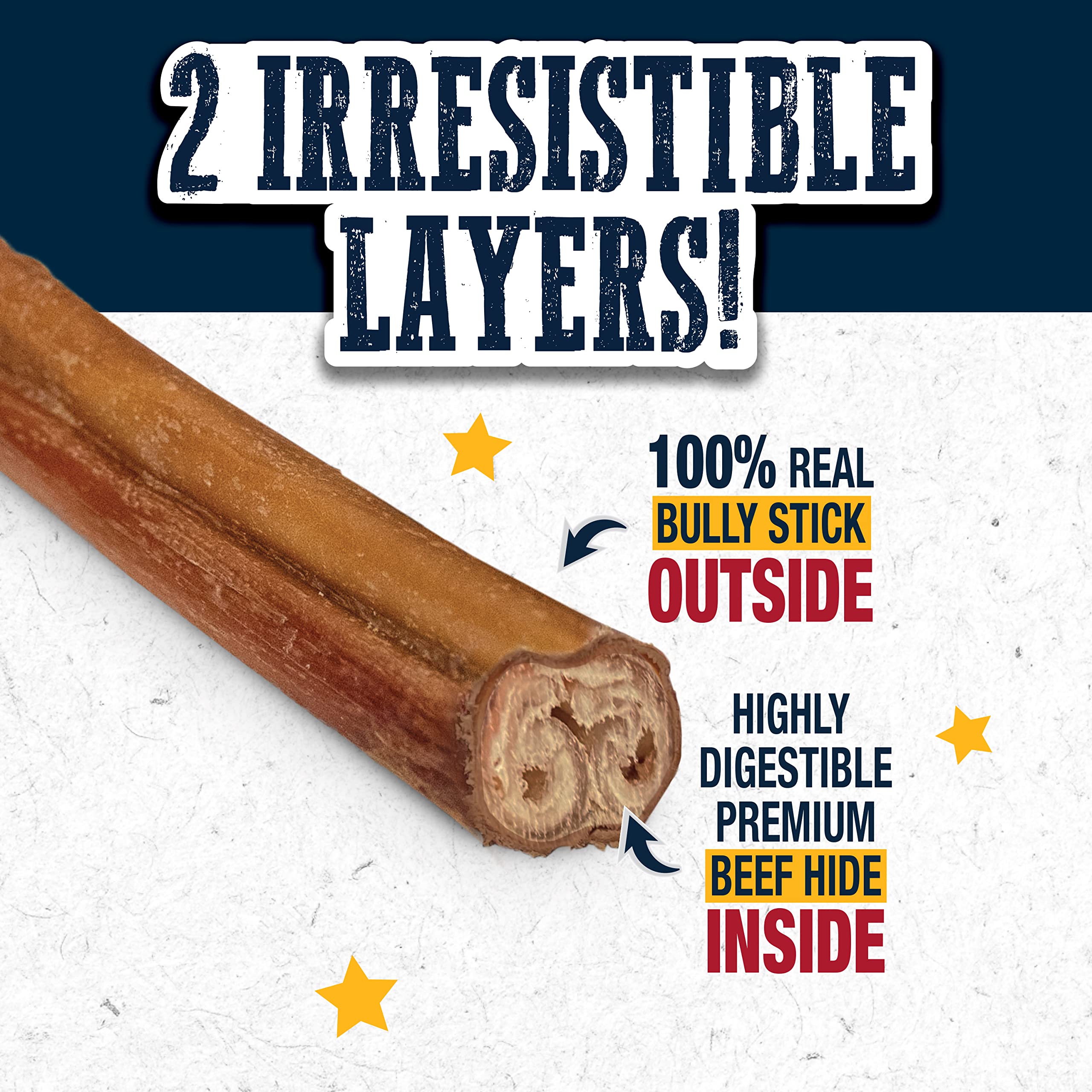 Cadet Bully Hide Sticks for Large Dogs, All-Natural Beef Pizzle, Limited-Ingredient Long-Lasting Dog Chews for Aggressive Chewer
