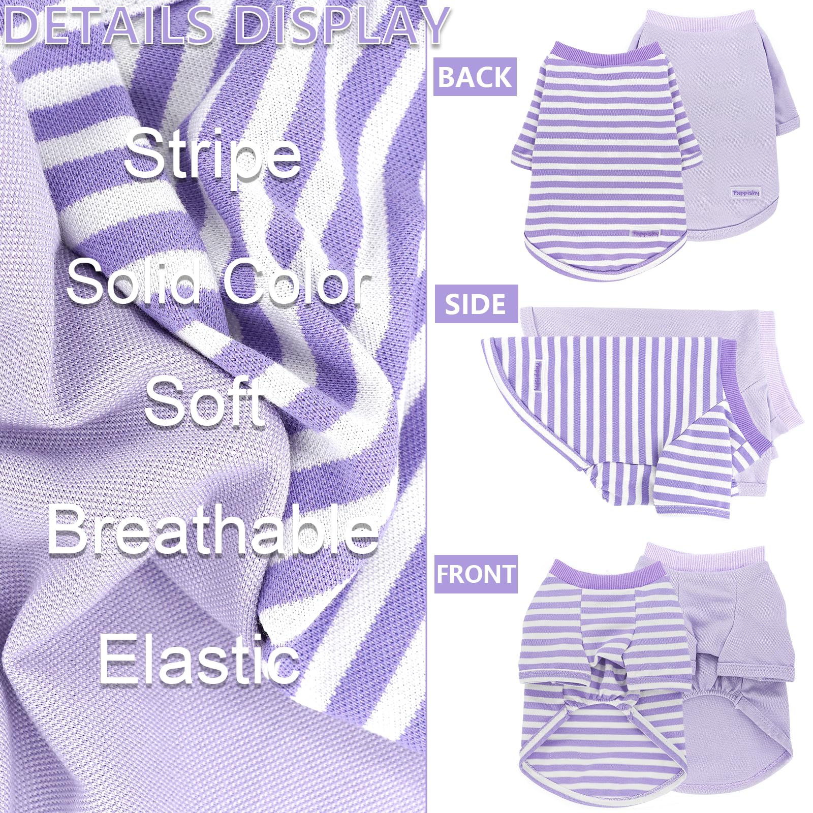 Dog Clothes 2 Pieces Stripe Dog Shirt For Small Dogs Summer Dog Shirt Cute Soft Puppy Clothes Bresthable Chihuahua Cat Clothes X