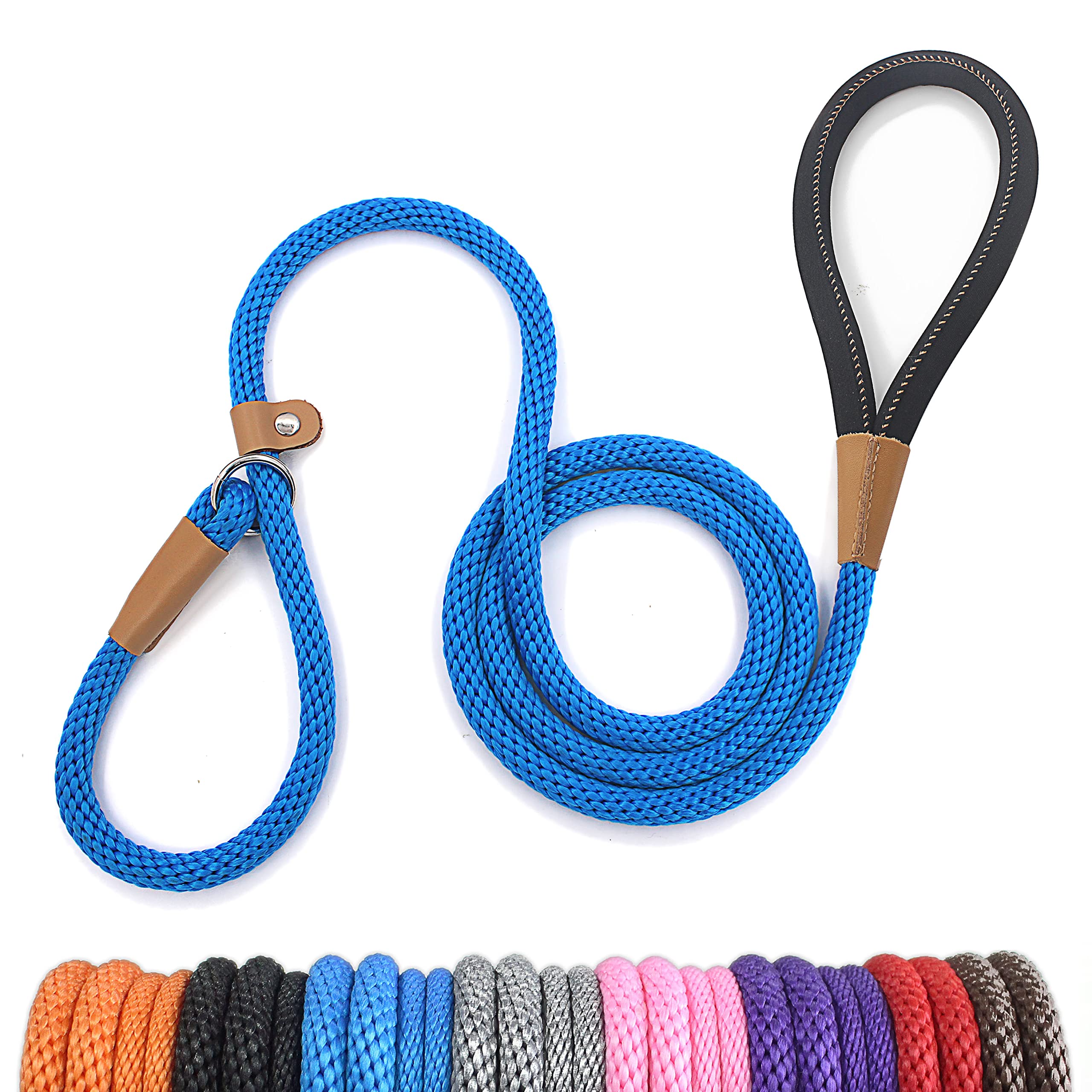 Lynxking Dog Leash Slip Lead Snap Hook Rope Leash Strong Heavy Duty Braided Dog Training Leash No Pull Training Lead Leashes For Medium Large And Small Dogs
