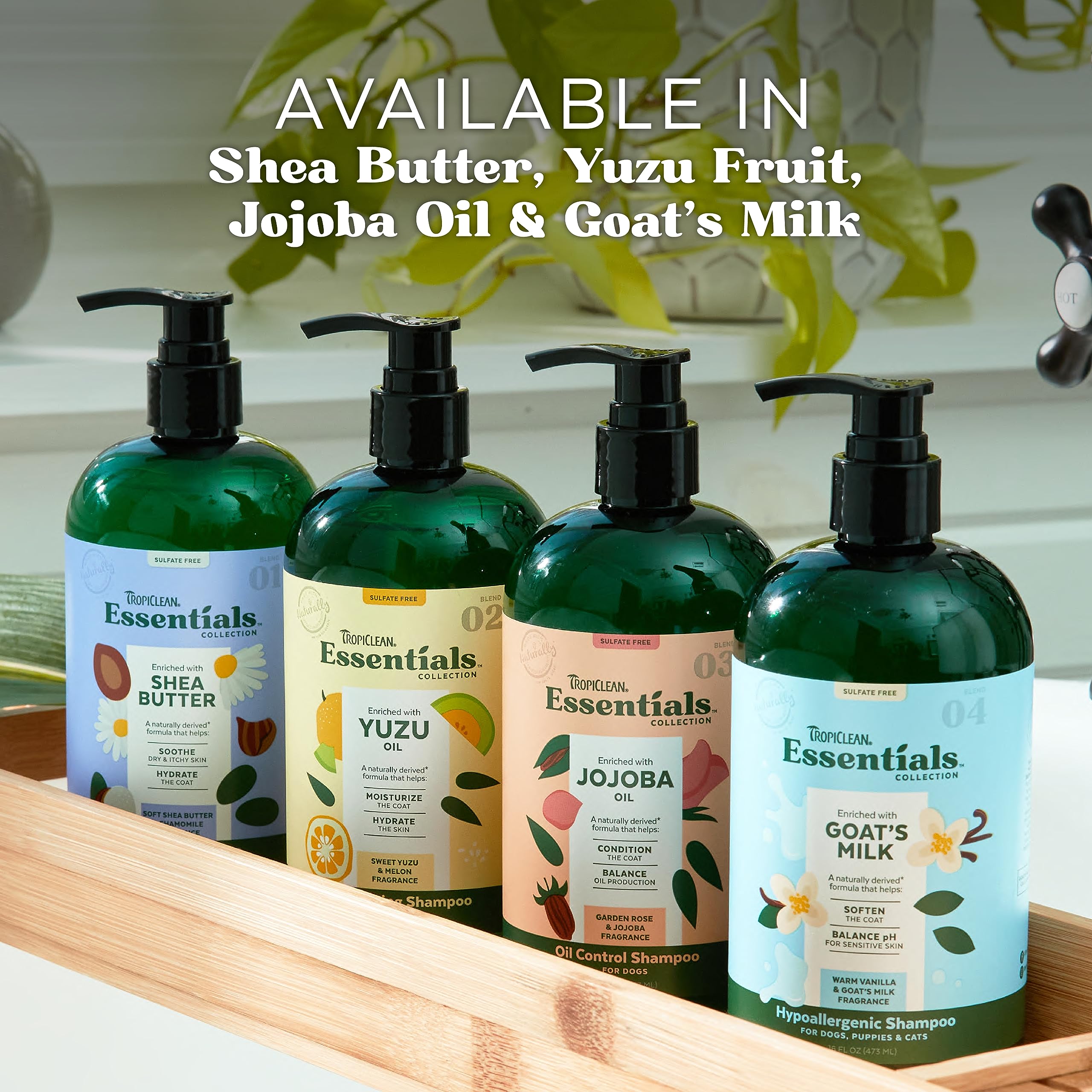 Tropiclean Essentials Shea Butter Shampoo For Dogs | Puppies & Cats | Soothe Dry & Itchy Skin | Hydrate The Coat | Derived From