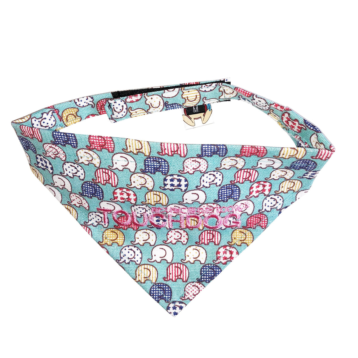 Touchdog 'Bad-to-The-Bone' Elephant Patterned Fashionable Velcro Bandana, Medium, Aqua