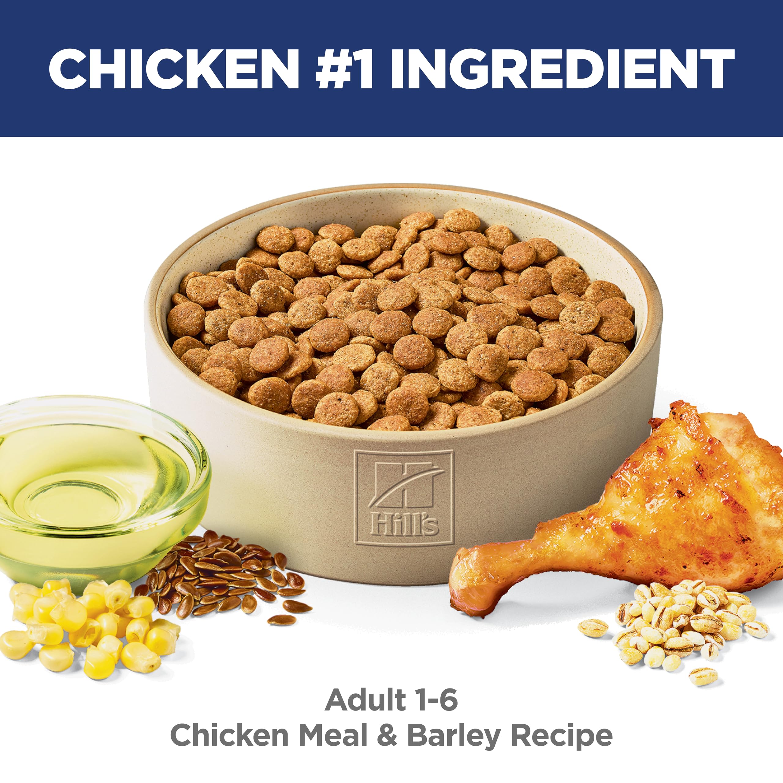 Hills Science Diet Adult 1-6, Adult 1-6 Premium Nutrition, Dry Dog Food, Chicken & Barley, 45 lb Bag